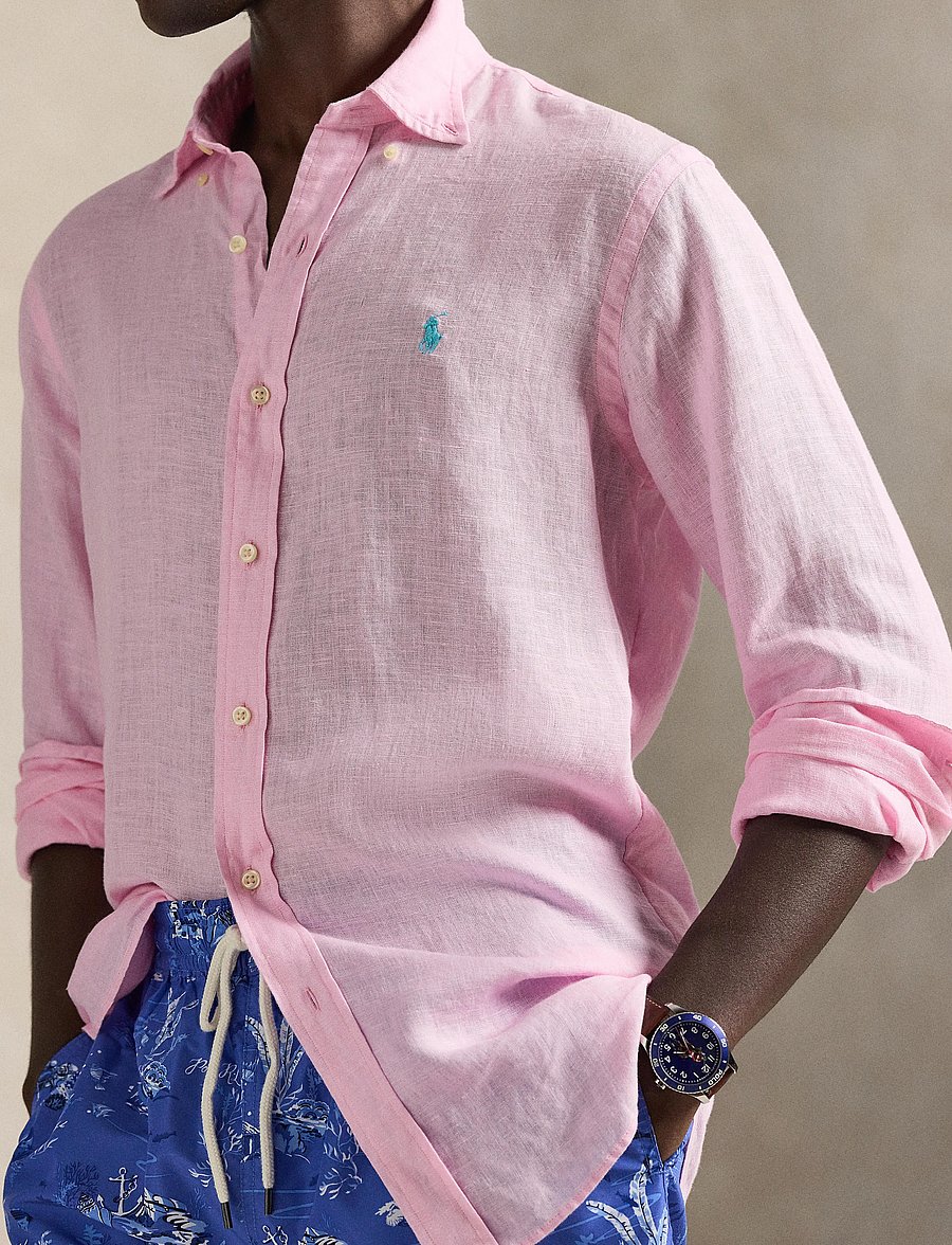 Polo Ralph Lauren - Slim Fit Linen Shirt - hørskjorter - carmel pink - 4