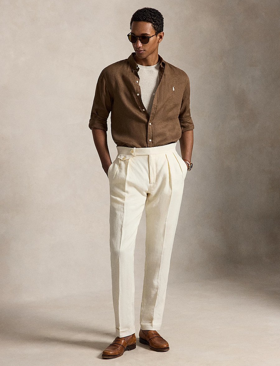 Polo Ralph Lauren - Slim Fit Linen Shirt - hørskjorter - chestnut - 0