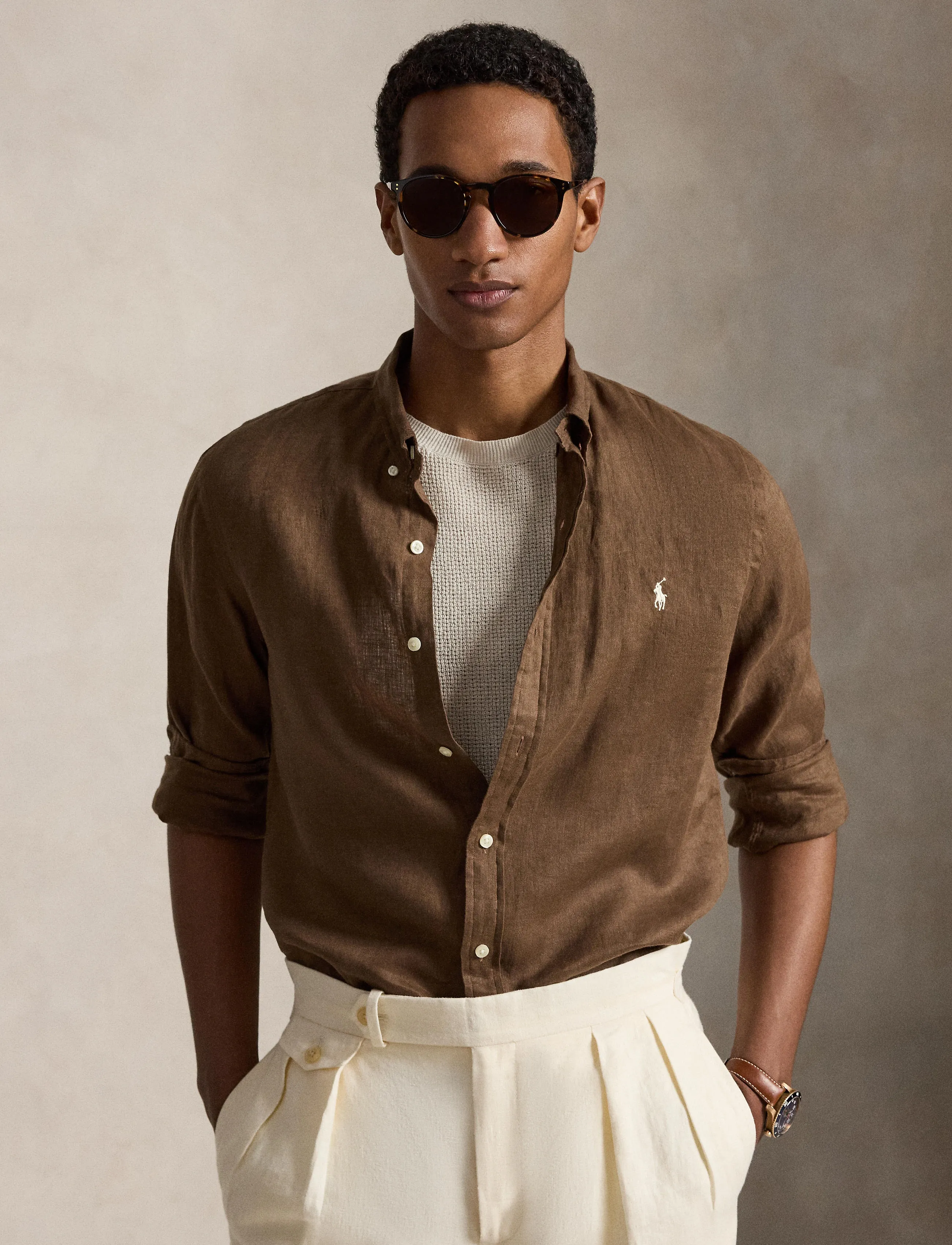 Polo Ralph Lauren - Slim Fit Linen Shirt - hørskjorter - chestnut - 3
