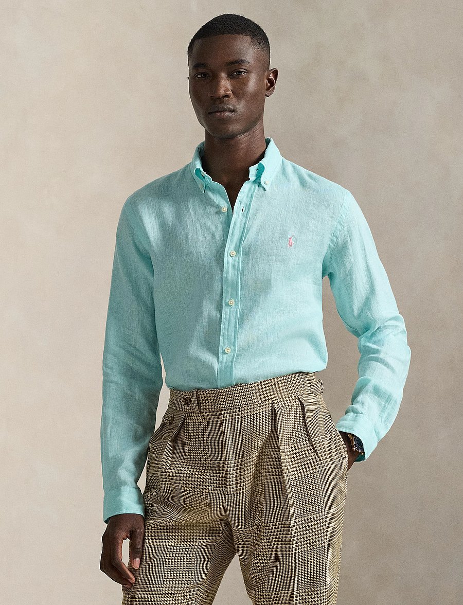 Polo Ralph Lauren - Slim Fit Linen Shirt - hørskjorter - new aqua - 3