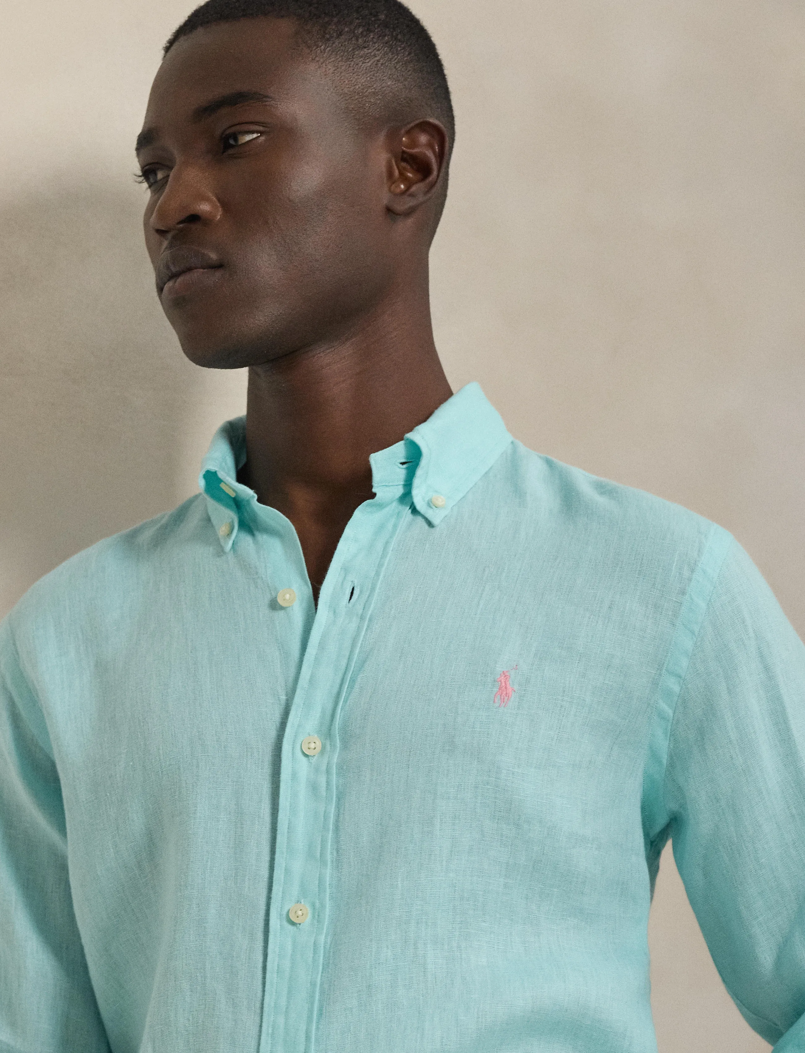 Polo Ralph Lauren - Slim Fit Linen Shirt - hørskjorter - new aqua - 4