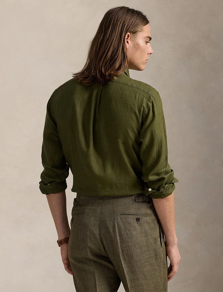 Polo Ralph Lauren - Slim Fit Linen Shirt - hørskjorter - new olive - 5