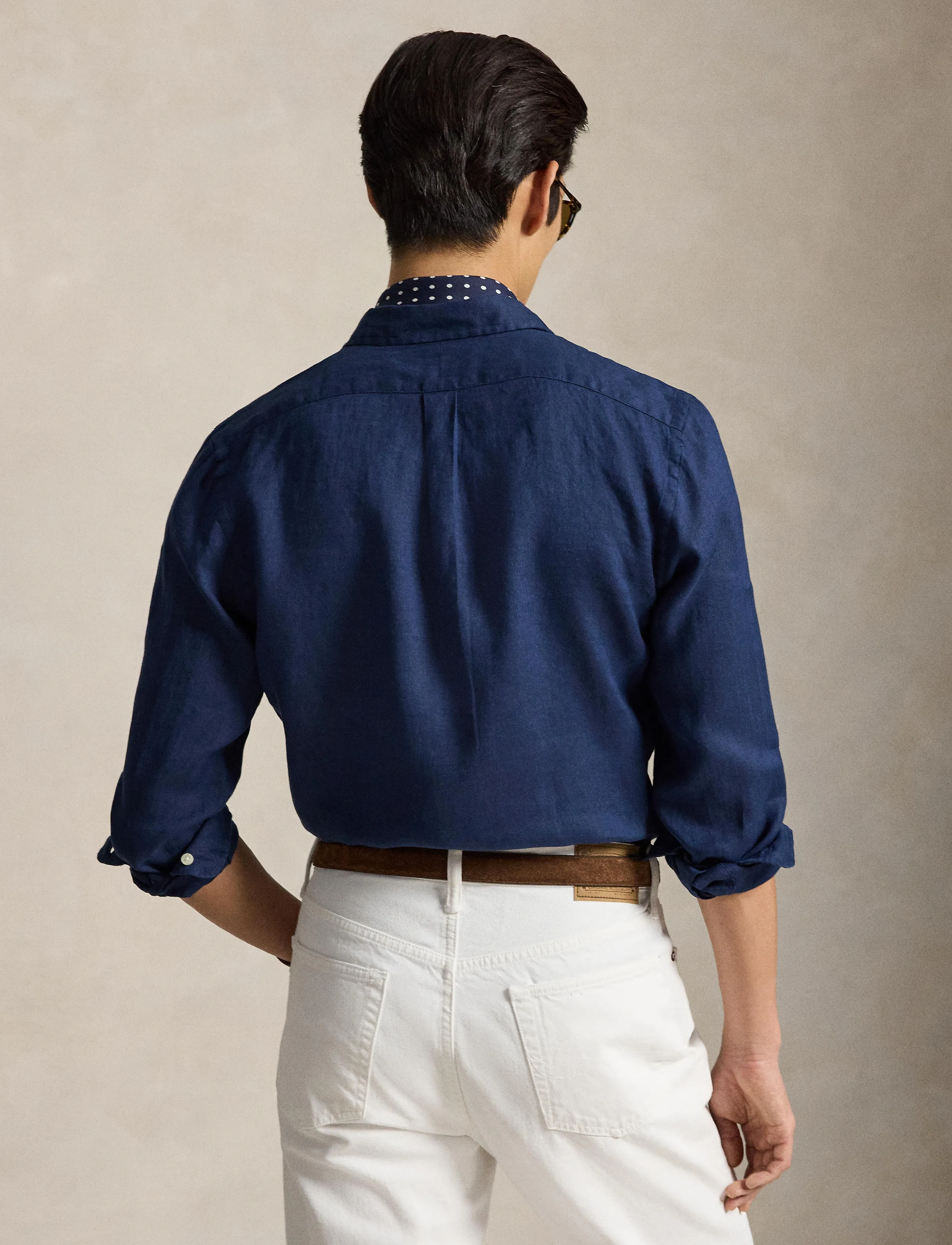 Polo Ralph Lauren Slim Fit Linen Shirt, Mænd, Slim Fit Hørskjorte, Navy, Str: L