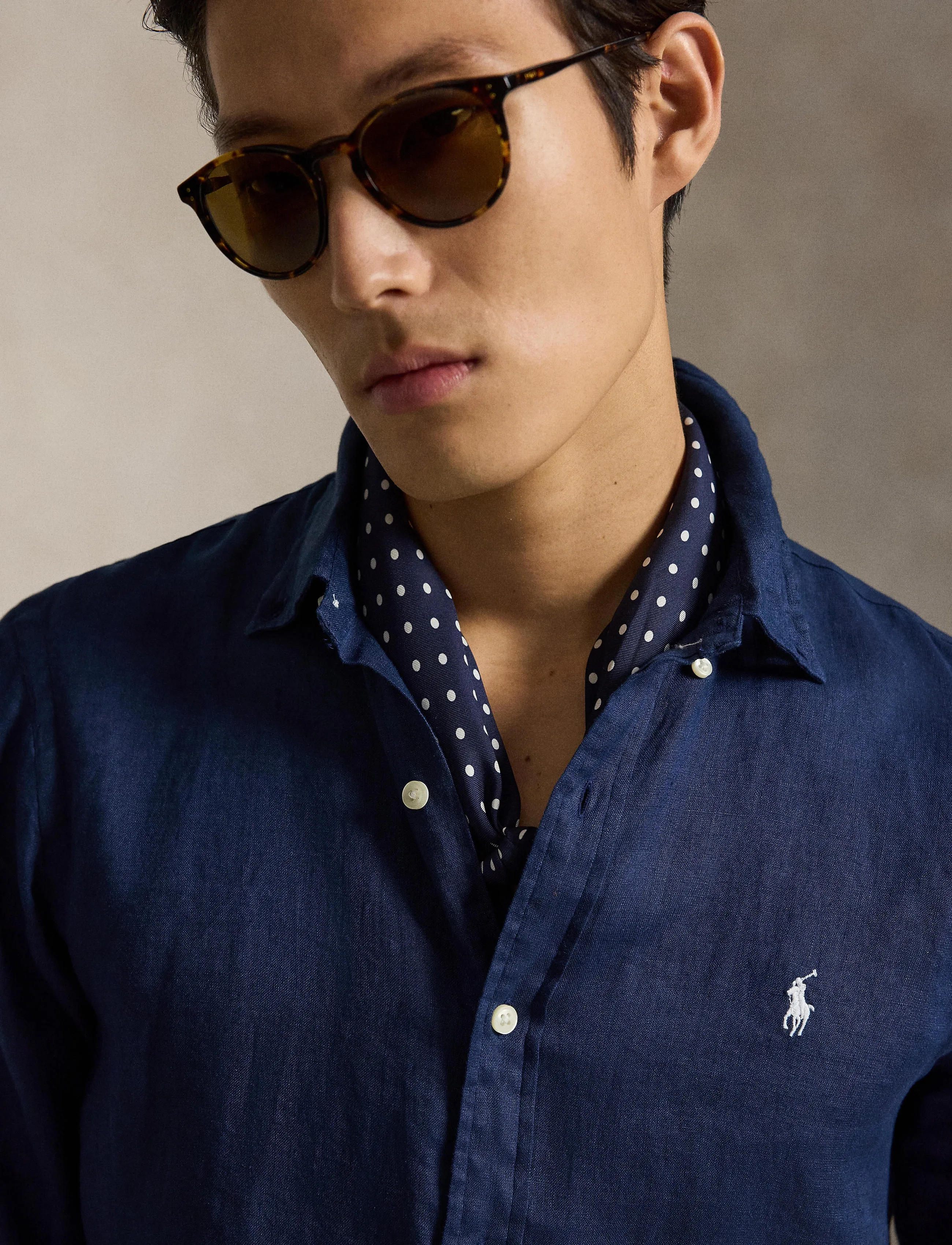 Polo Ralph Lauren - Slim Fit Linen Shirt - hørskjorter - newport navy w/ w - 4
