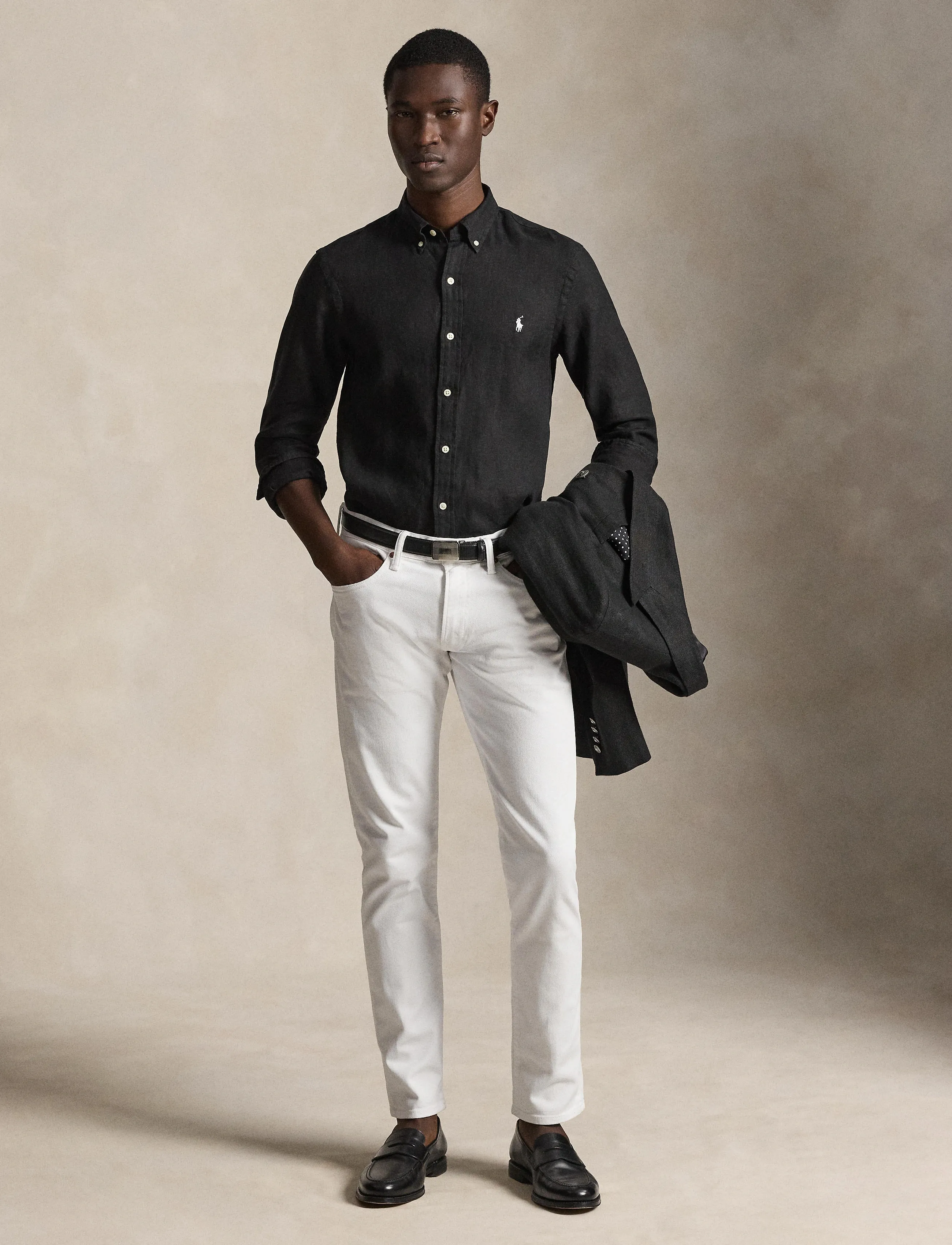 Polo Ralph Lauren Slim Fit Linen Shirt, S, Black, Skjorter > Skjorter I Hør, Herre