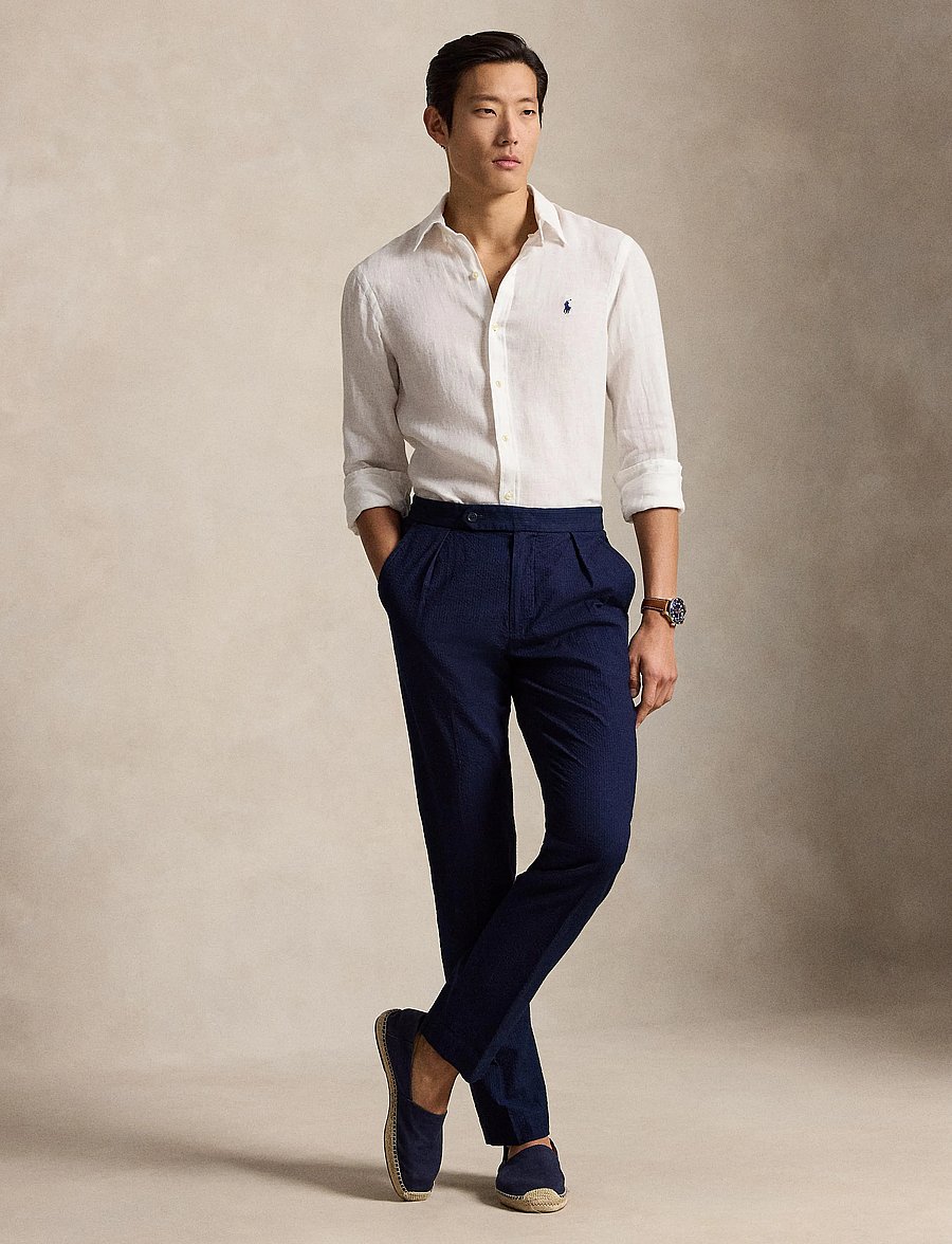 Polo Ralph Lauren - Slim Fit Linen Shirt - leinenhemden - white - 0