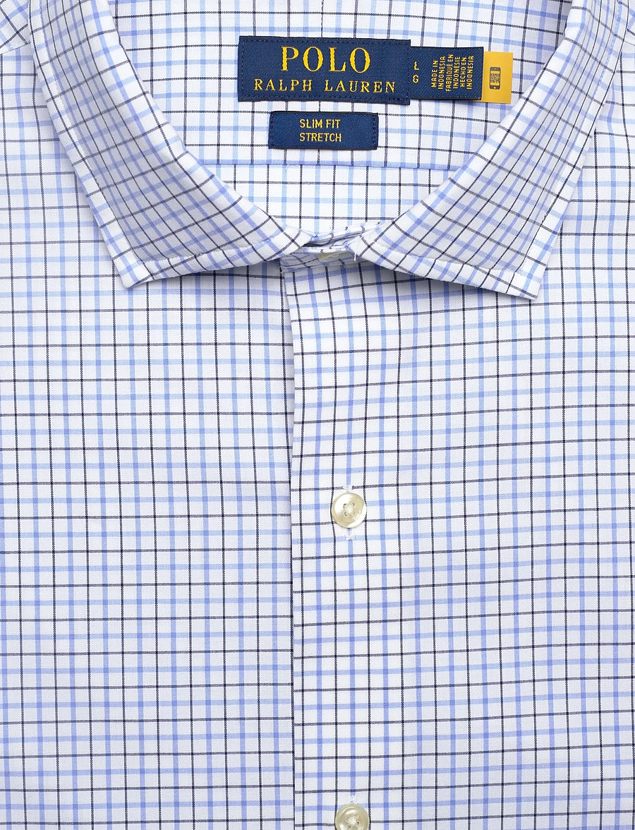 Polo Ralph Lauren - Slim Fit Stretch Poplin Shirt - karierte hemden - 7111a white blue - 3