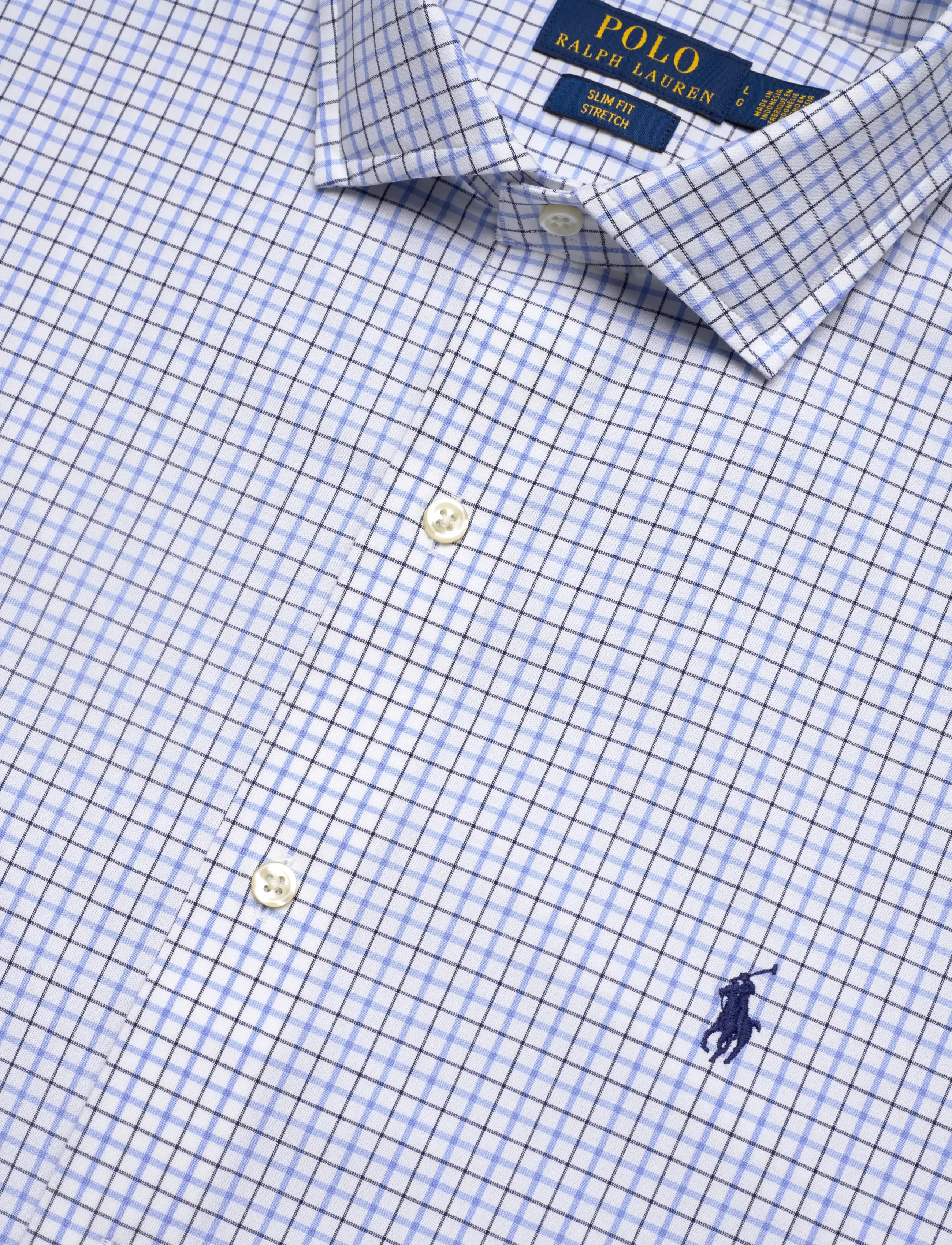 Polo Ralph Lauren - Slim Fit Stretch Poplin Shirt - karierte hemden - 7111a white blue - 4