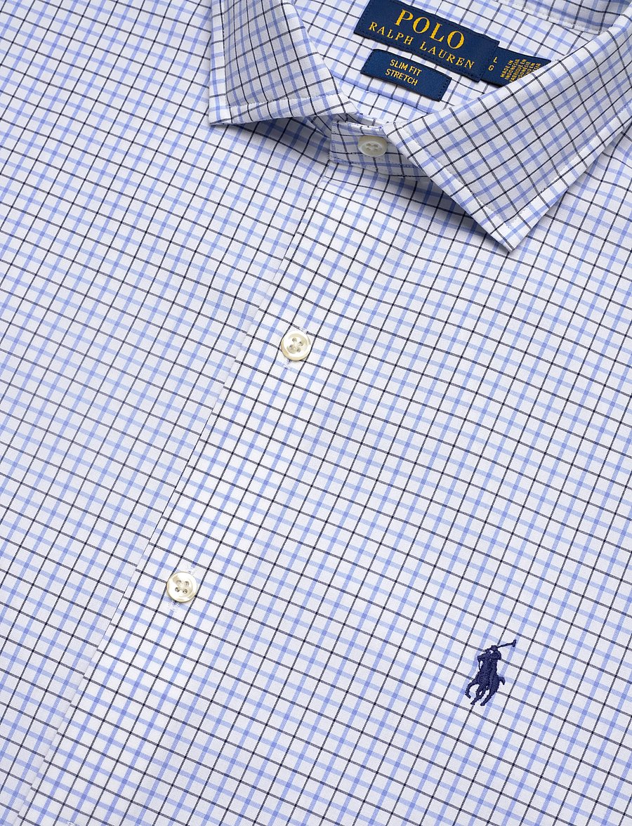 Polo Ralph Lauren - Slim Fit Stretch Poplin Shirt - karierte hemden - 7111a white blue - 4