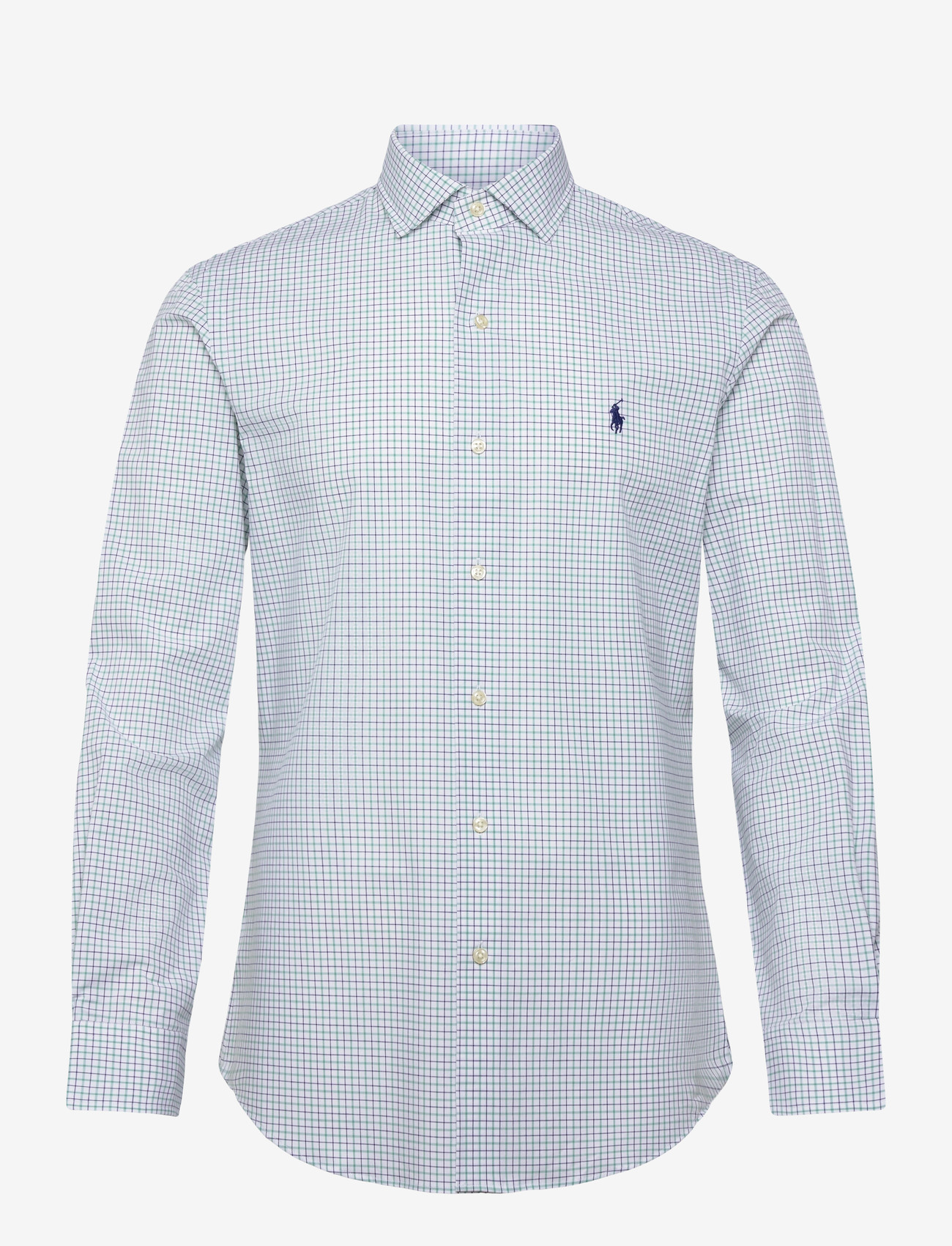 Polo Ralph Lauren - Slim Fit Stretch Poplin Shirt - rutiga skjortor - 7111c white essex - 0