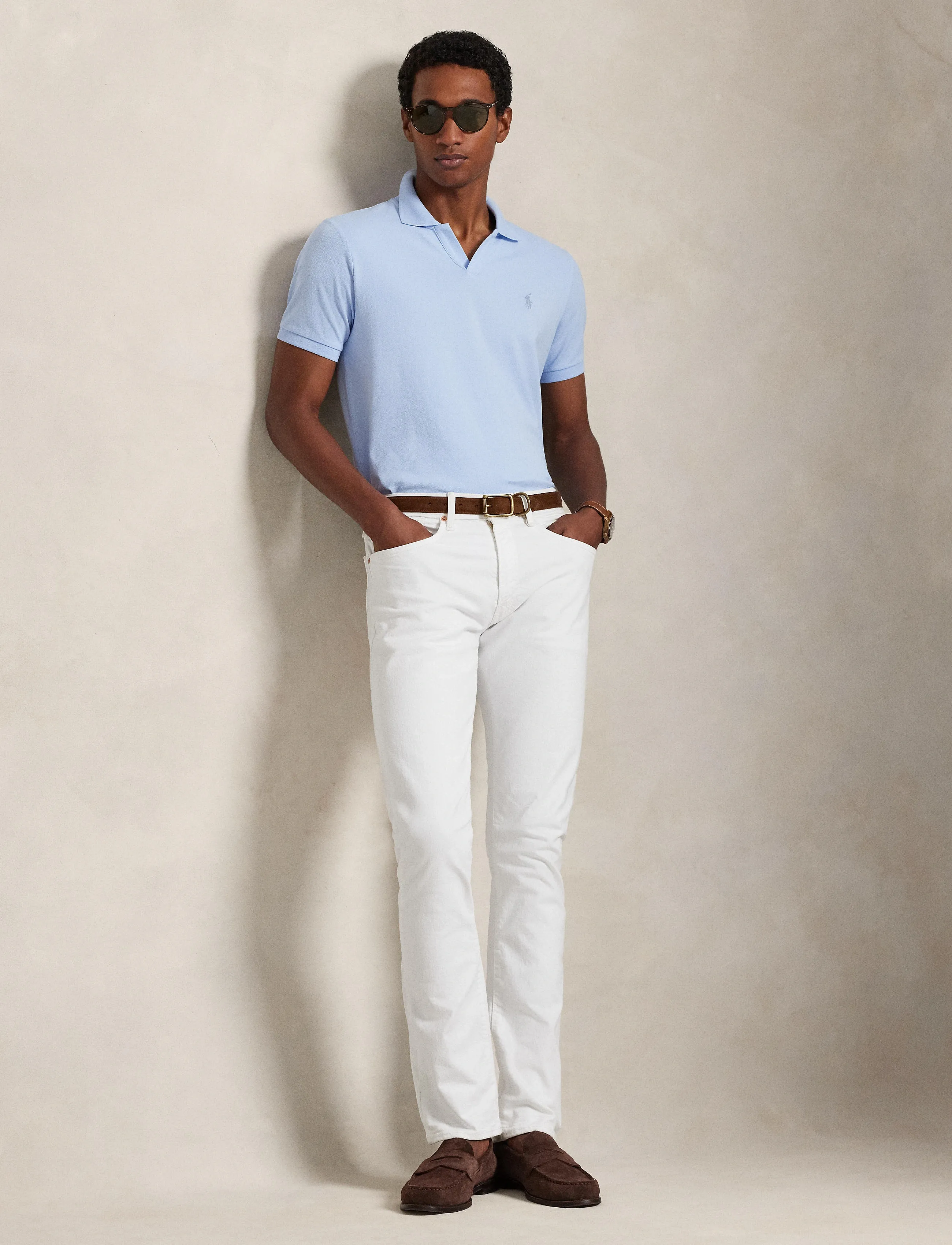 Polo Ralph Lauren Custom Slim Fit Stretch Mesh Polo Shirt, Mænd, Slim Fit Polo T-shirt, Blå, Str: XXL