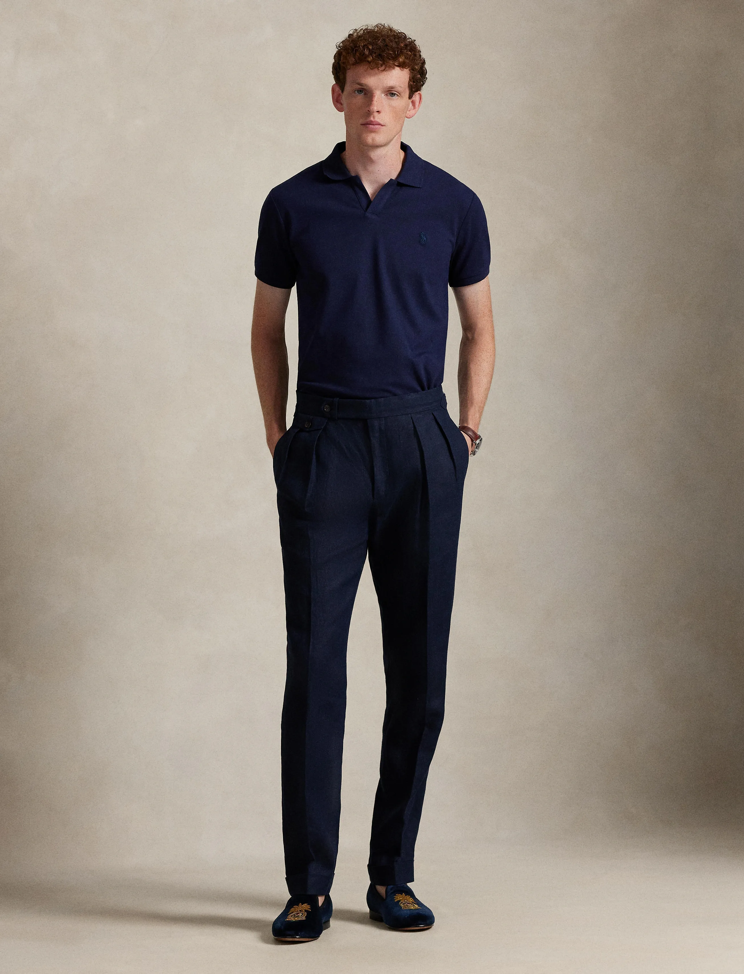 Polo Ralph Lauren Custom Slim Fit Stretch Mesh Polo Shirt, Mænd, Slim Fit Polo T-shirt, Navy, Str: XXL