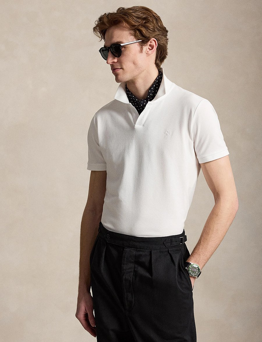 Polo Ralph Lauren - Custom Slim Fit Stretch Mesh Polo Shirt - kurzärmelig - white/c1730 - 0