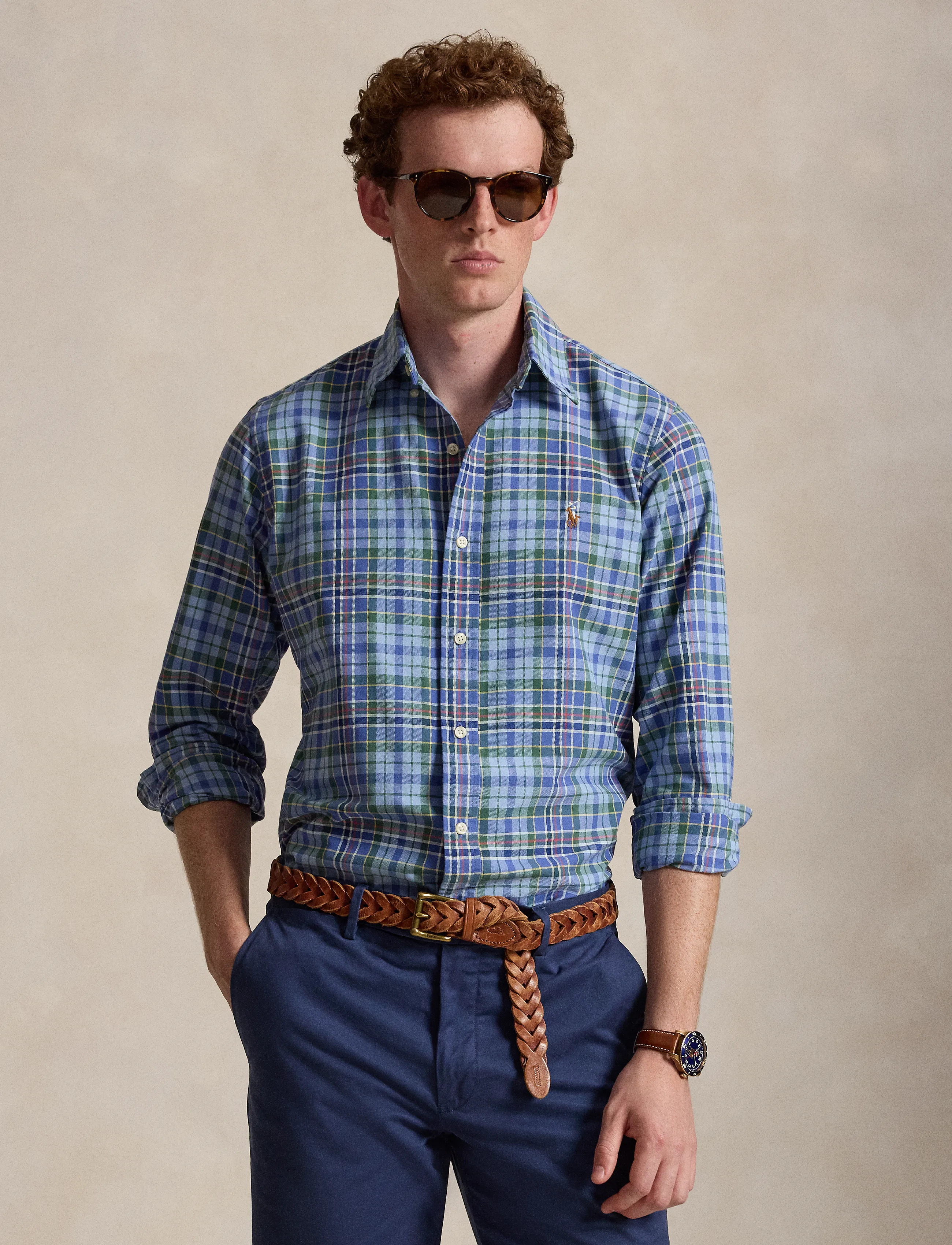 Polo Ralph Lauren Rutig oxfordskjorta Custom Fit - Kläder - 7464A BLUE DUSTY / blue
