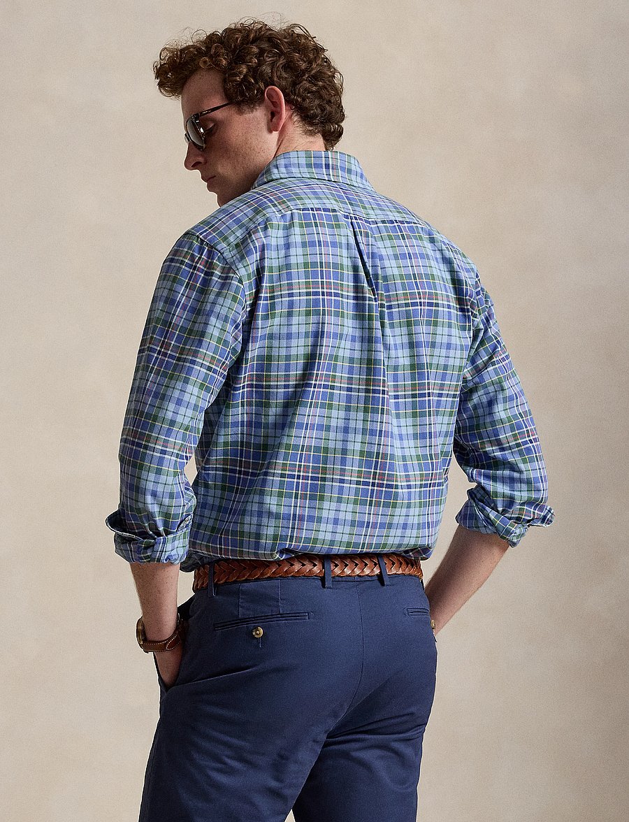 Polo Ralph Lauren - Custom Fit Plaid Oxford Shirt - oxford skjorter - 7464a blue dusty - 4