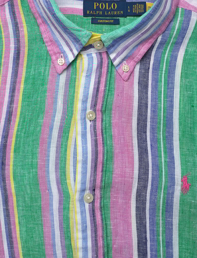 Polo Ralph Lauren - Custom Fit Striped Linen Shirt - linasest riidest särgid - 6695 green/pink m - 2