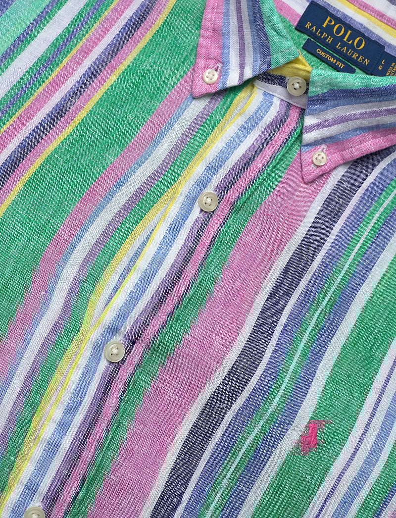 Polo Ralph Lauren - Custom Fit Striped Linen Shirt - linasest riidest särgid - 6695 green/pink m - 3