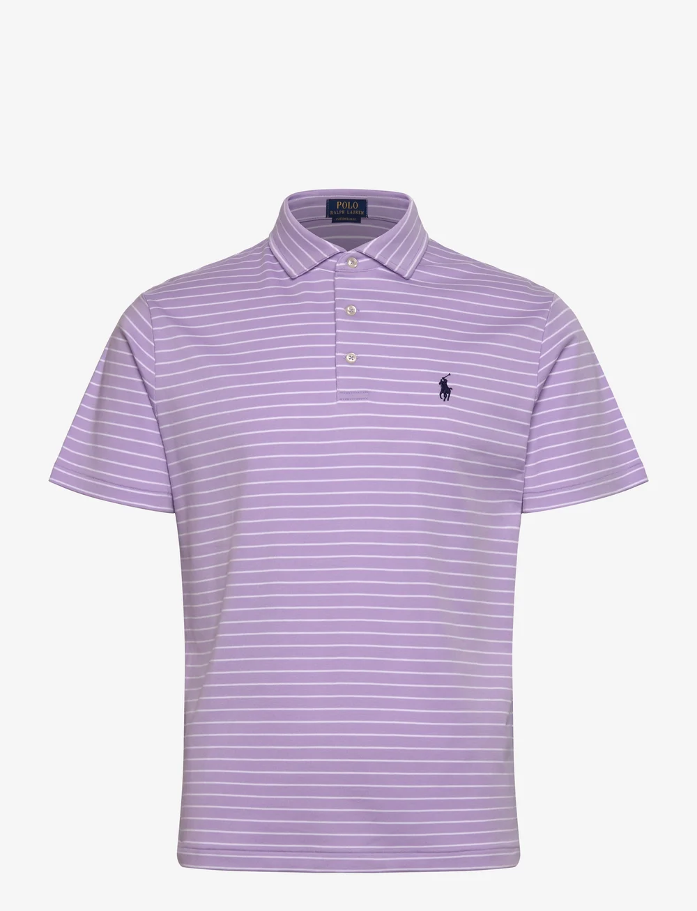 Polo Ralph Lauren - Custom Slim Fit Striped Soft Cotton Polo - kortärmade pikéer - powder purple/whi - 0