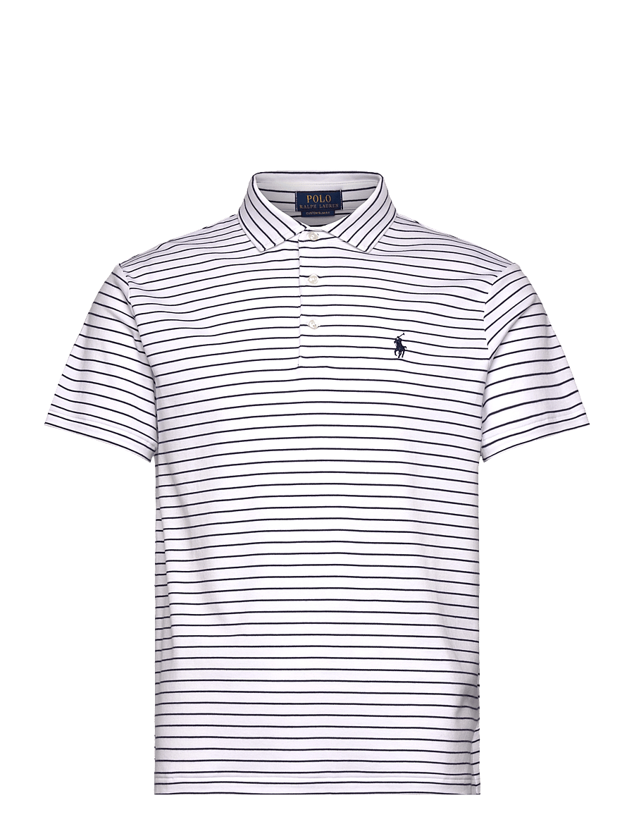 Polo Ralph Lauren - Custom Slim Fit Striped Soft Cotton Polo - kurzärmelig - white/refined nav - 0