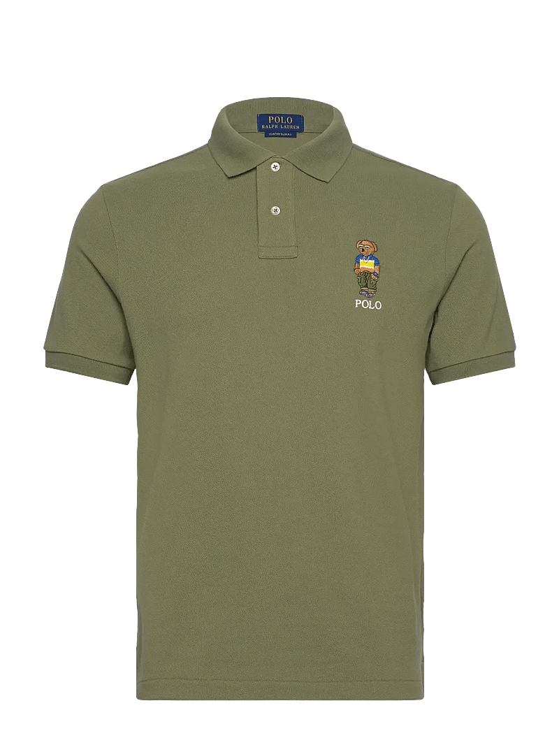 Polo Ralph Lauren - Custom Slim Polo Bear Mesh Polo Shirt - kortärmade pikéer - sp25 tree green b - 0