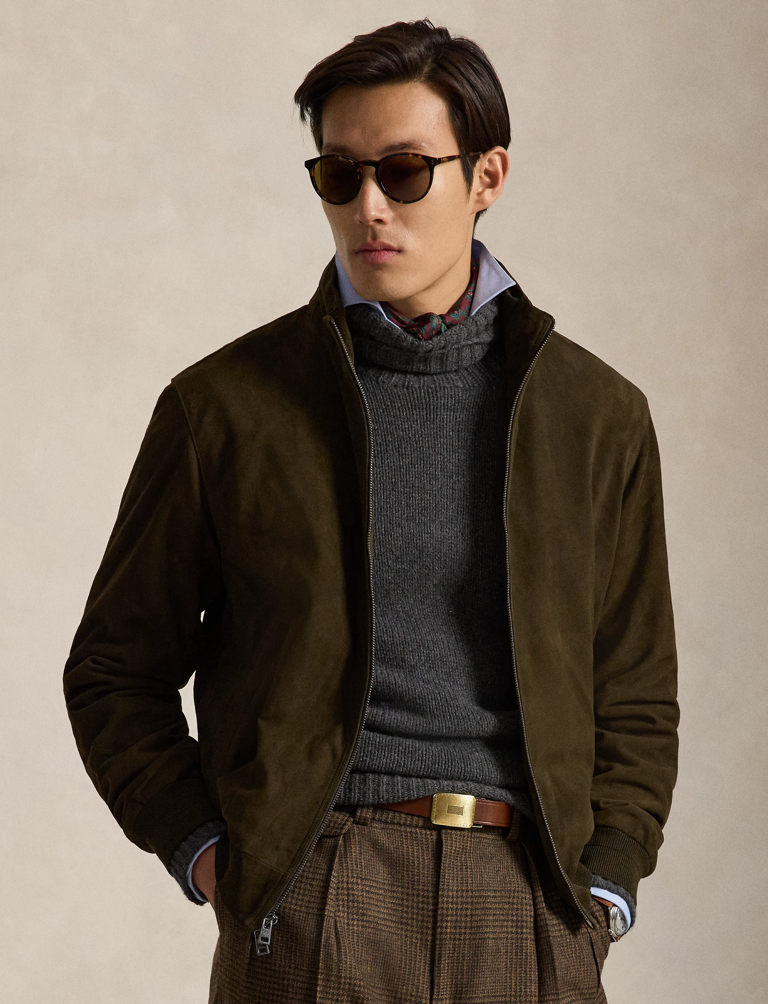 Polo Ralph Lauren The Charleton Suede Jacket - Jacken - MYRTLE GREEN / khaki/green