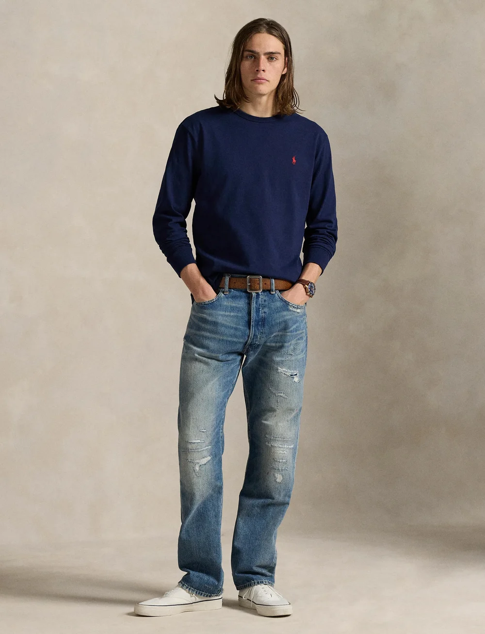 Polo Ralph Lauren - Classic Fit Jersey Long-Sleeve T-Shirt - långärmade t-shirts - newport navy/c387 - 0