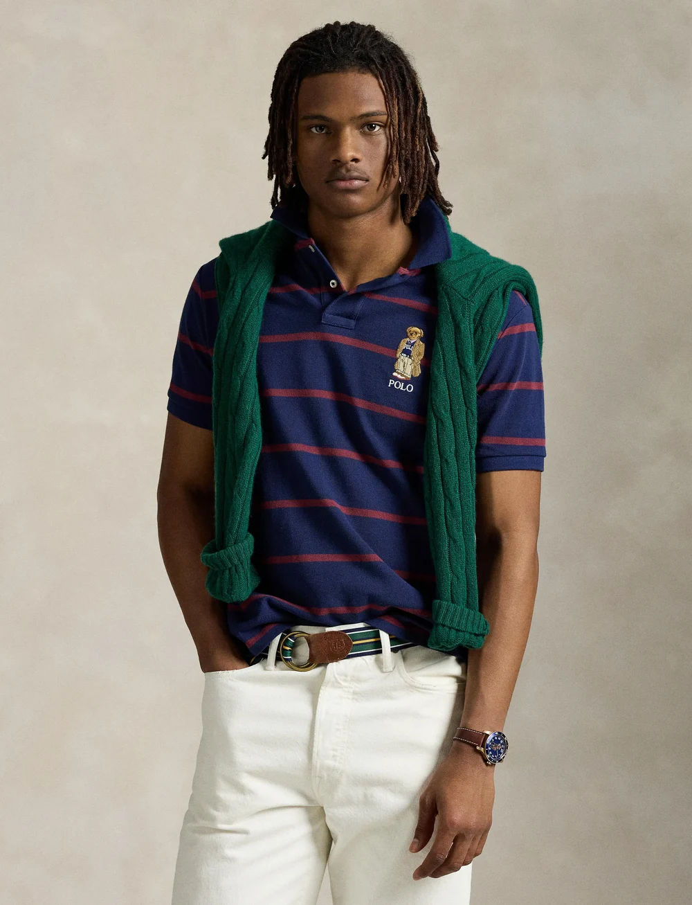 Polo Ralph Lauren - Custom Slim Fit Bear Mesh Polo Shirt - kurzärmelig - pf25 npt nvy rd w - 3