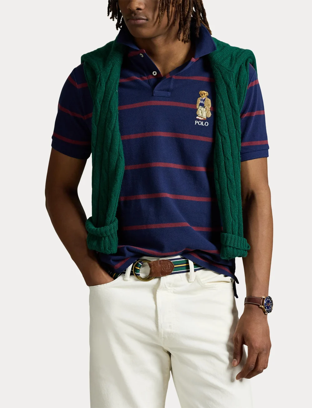 Polo Ralph Lauren - Custom Slim Fit Bear Mesh Polo Shirt - kurzärmelig - pf25 npt nvy rd w - 5