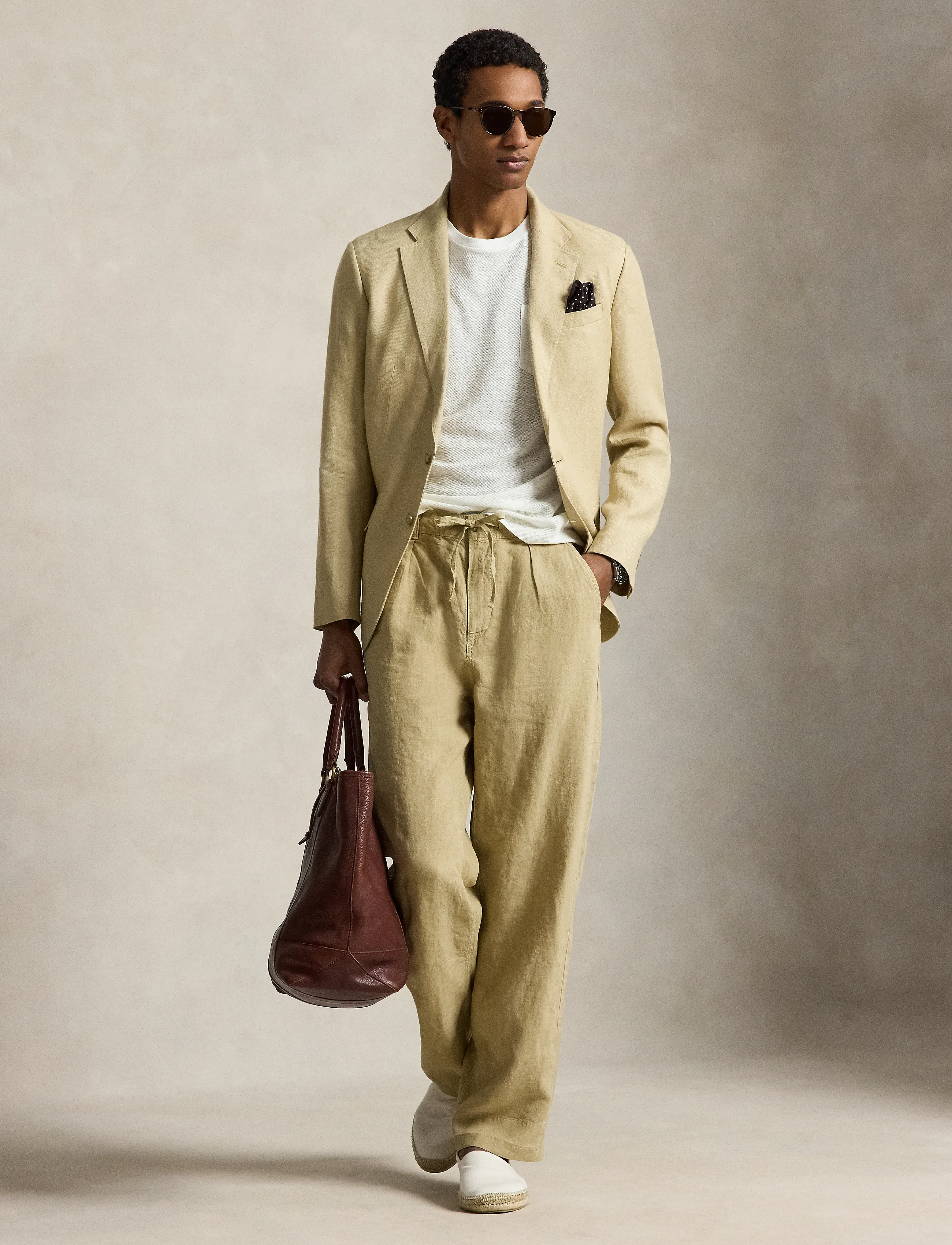 Polo Ralph Lauren Lateef Relaxed Fit Pleated Linen Pant - Leinenhosen - COASTAL BEIGE / beige