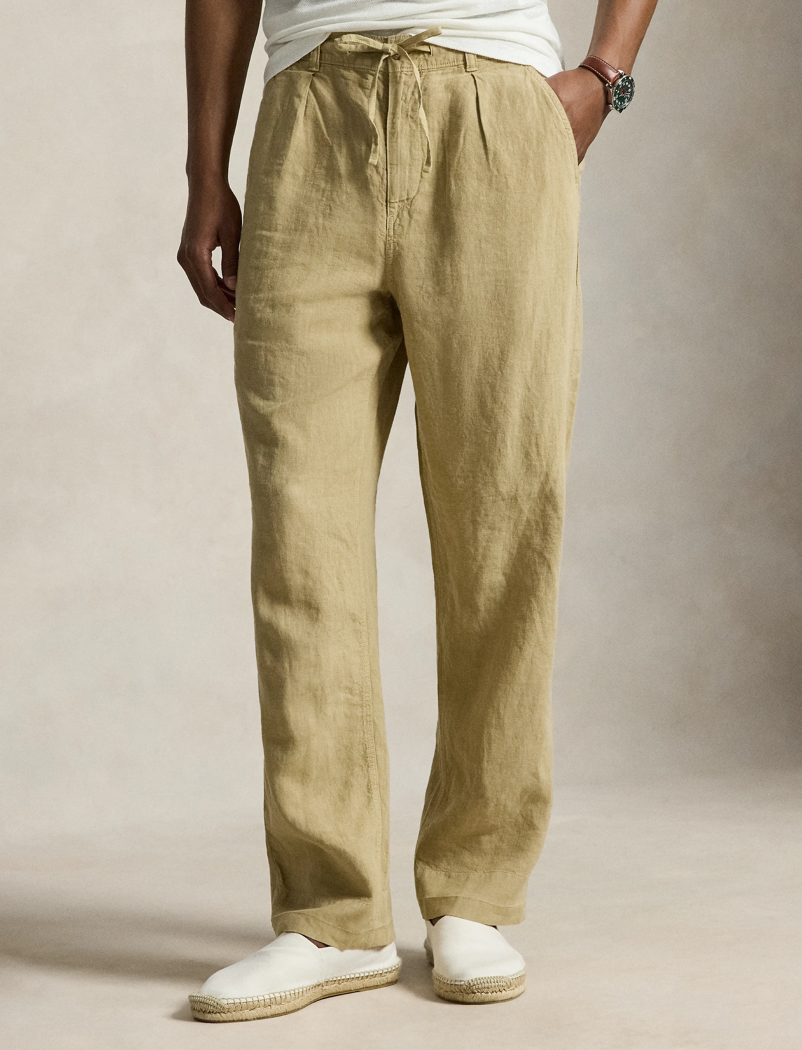 Polo Ralph Lauren - Lateef Relaxed Fit Pleated Linen Pant - casual - coastal beige - 4