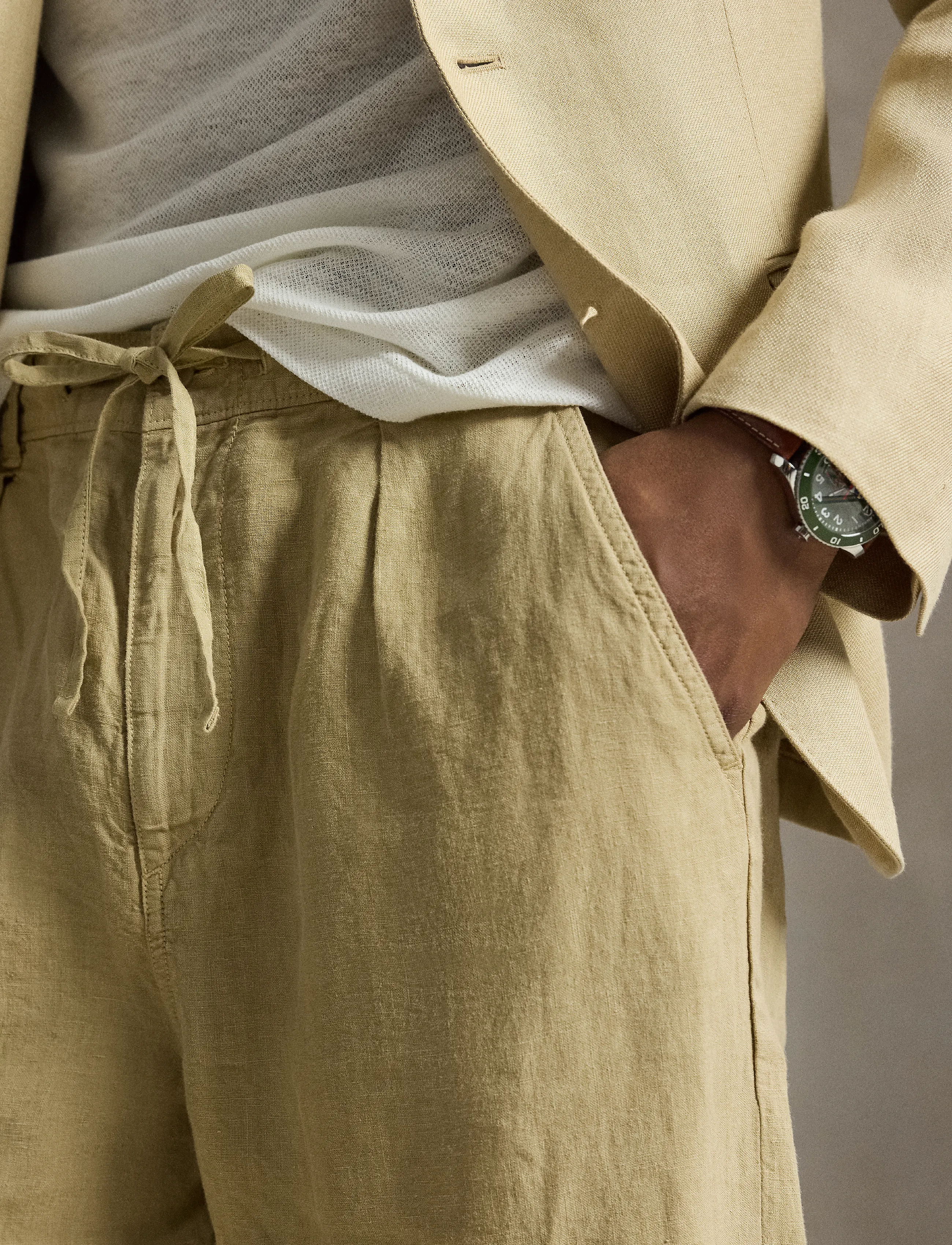 Polo Ralph Lauren - Lateef Relaxed Fit Pleated Linen Pant - casual - coastal beige - 5