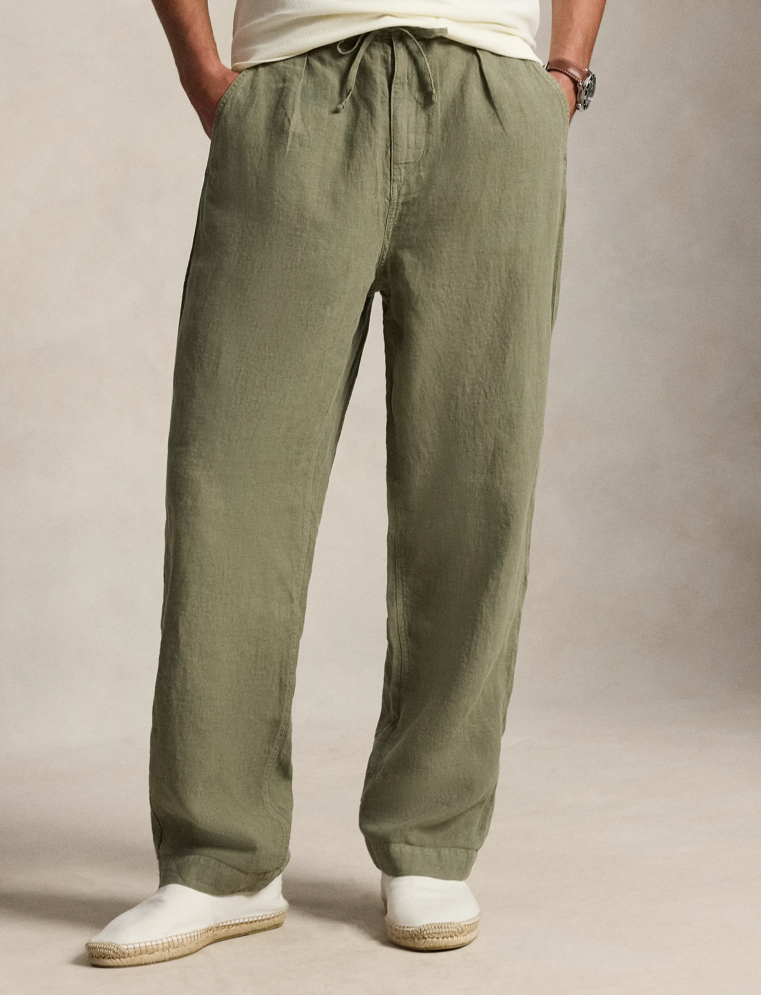 Polo Ralph Lauren - Lateef Relaxed Fit Pleated Linen Pant - casual - sage green - 4