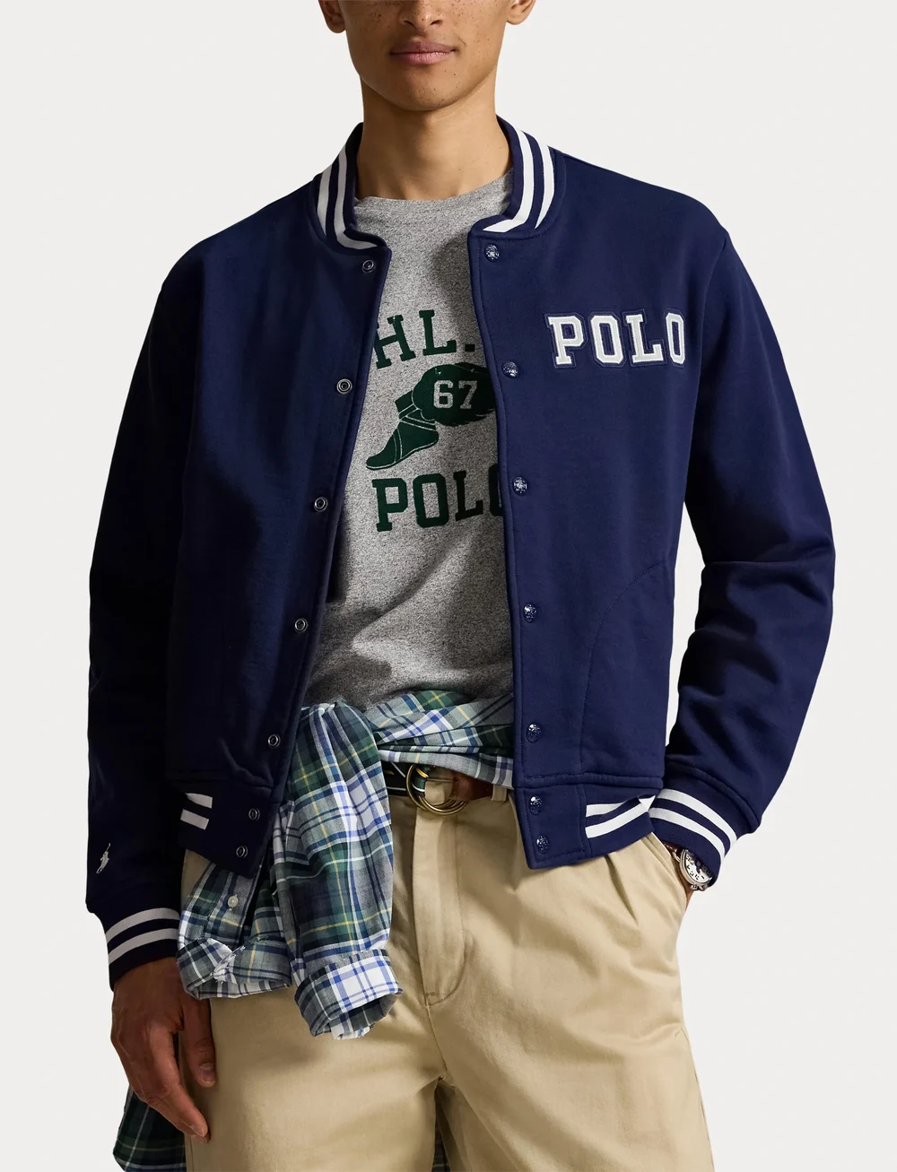 Polo Ralph Lauren - Logo Fleece Baseball Jacket - varsity jackor - newport navy - 5
