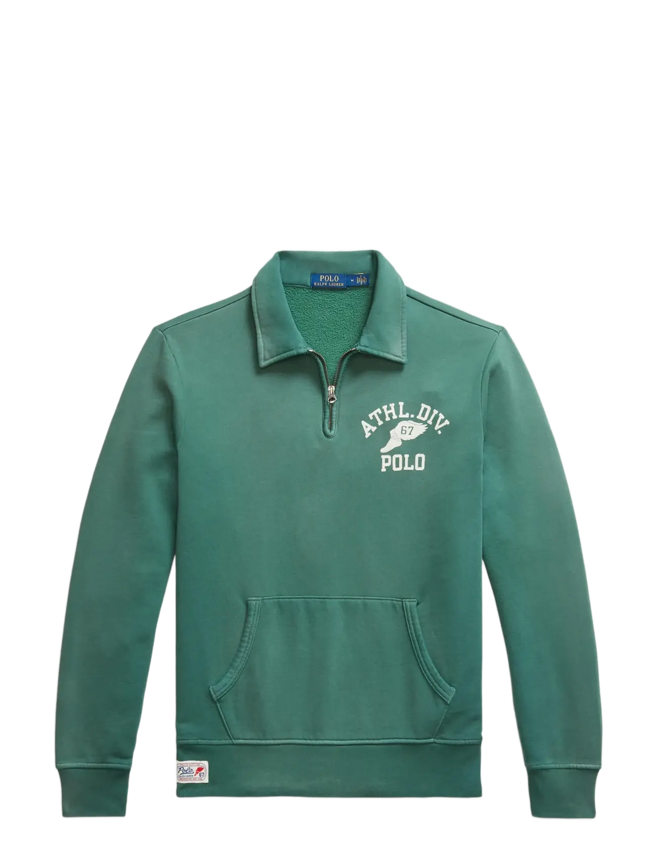 Fleece Graphic Collared Sweatshirt - WASHED FOREST