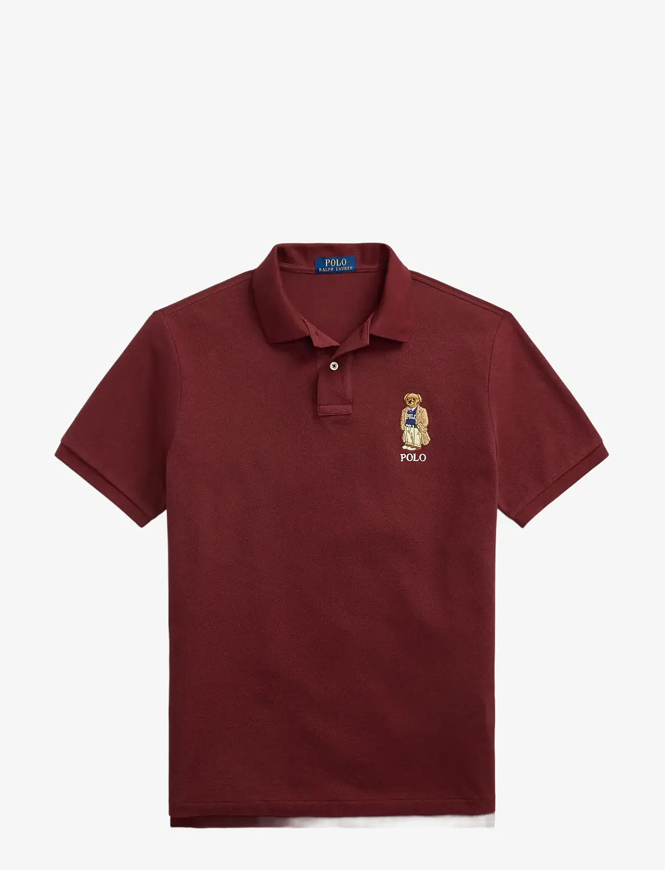 Polo Ralph Lauren - Custom Slim Fit Bear Mesh Polo Shirt - pf25 red wine hrt - 1