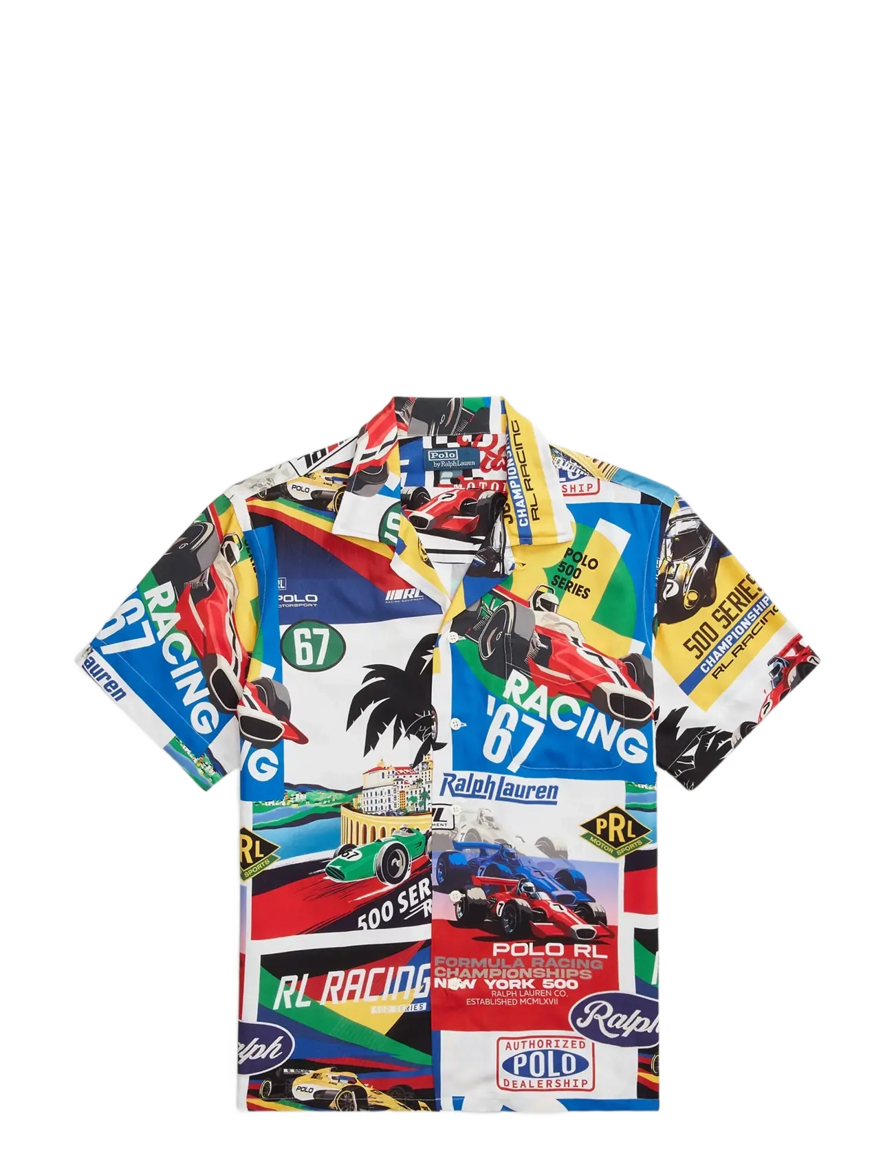 Classic Fit Racing-Print Camp Shirt - 6857 POLO PRIX PO