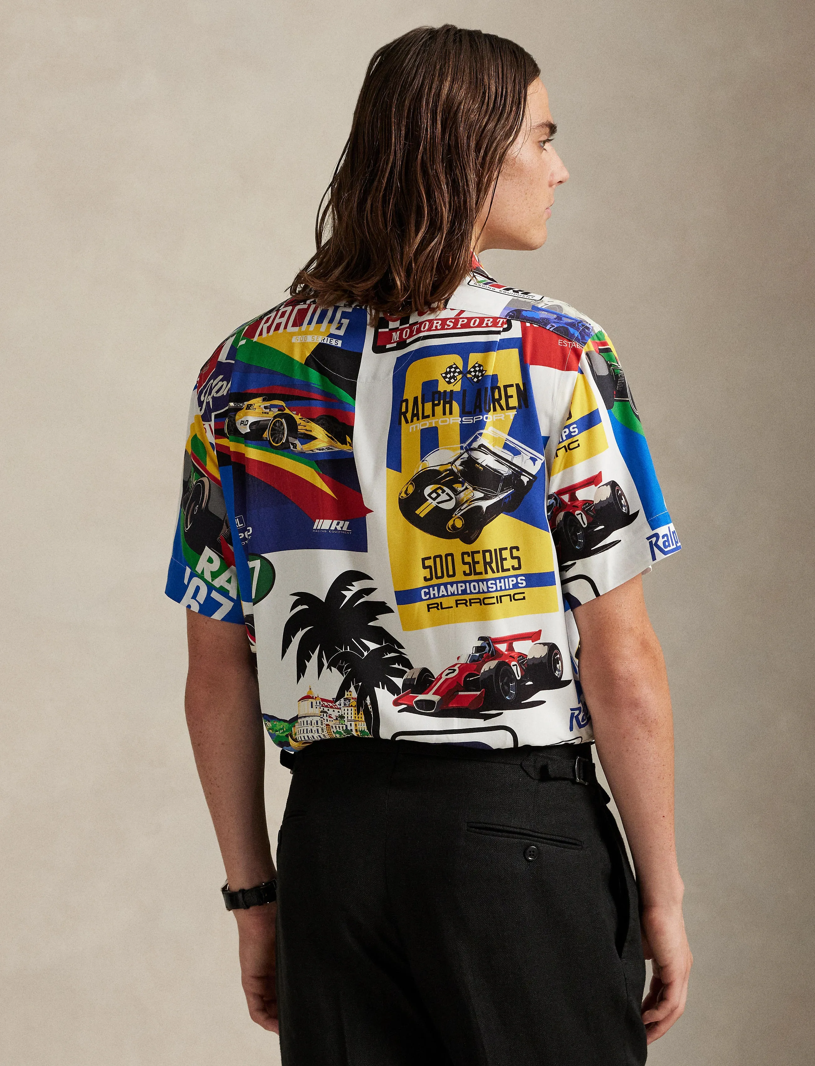 Polo Ralph Lauren - Classic Fit Racing-Print Camp Shirt - lühikeste varrukatega särgid - 6857 polo prix po - 2
