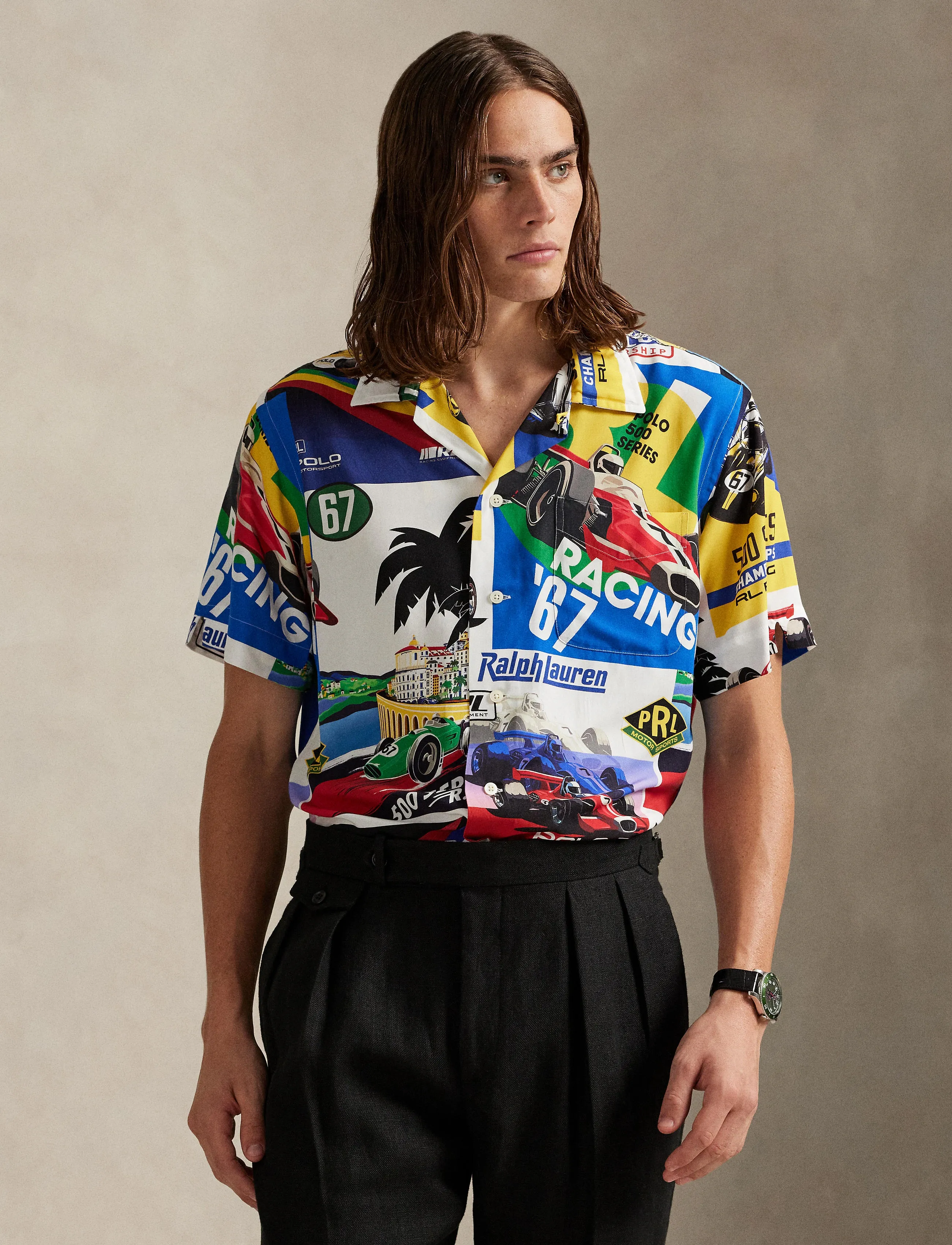Polo Ralph Lauren - Classic Fit Racing-Print Camp Shirt - lühikeste varrukatega särgid - 6857 polo prix po - 3