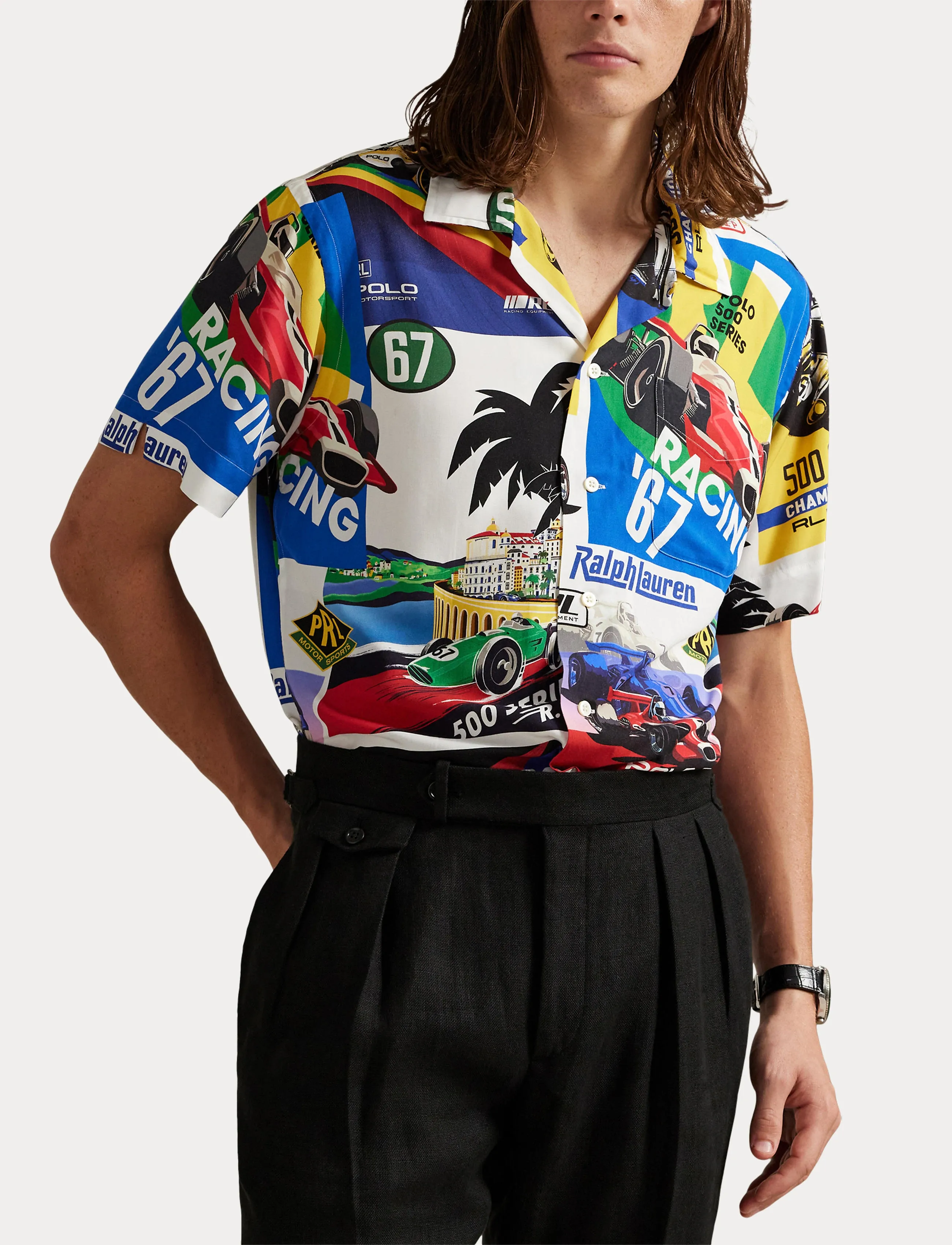 Polo Ralph Lauren - Classic Fit Racing-Print Camp Shirt - lühikeste varrukatega särgid - 6857 polo prix po - 5