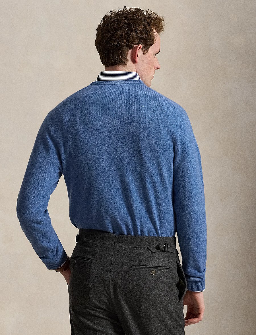 Polo Ralph Lauren - Wool Crewneck Sweater - Ümara kaelusega - blue borage heath - 4