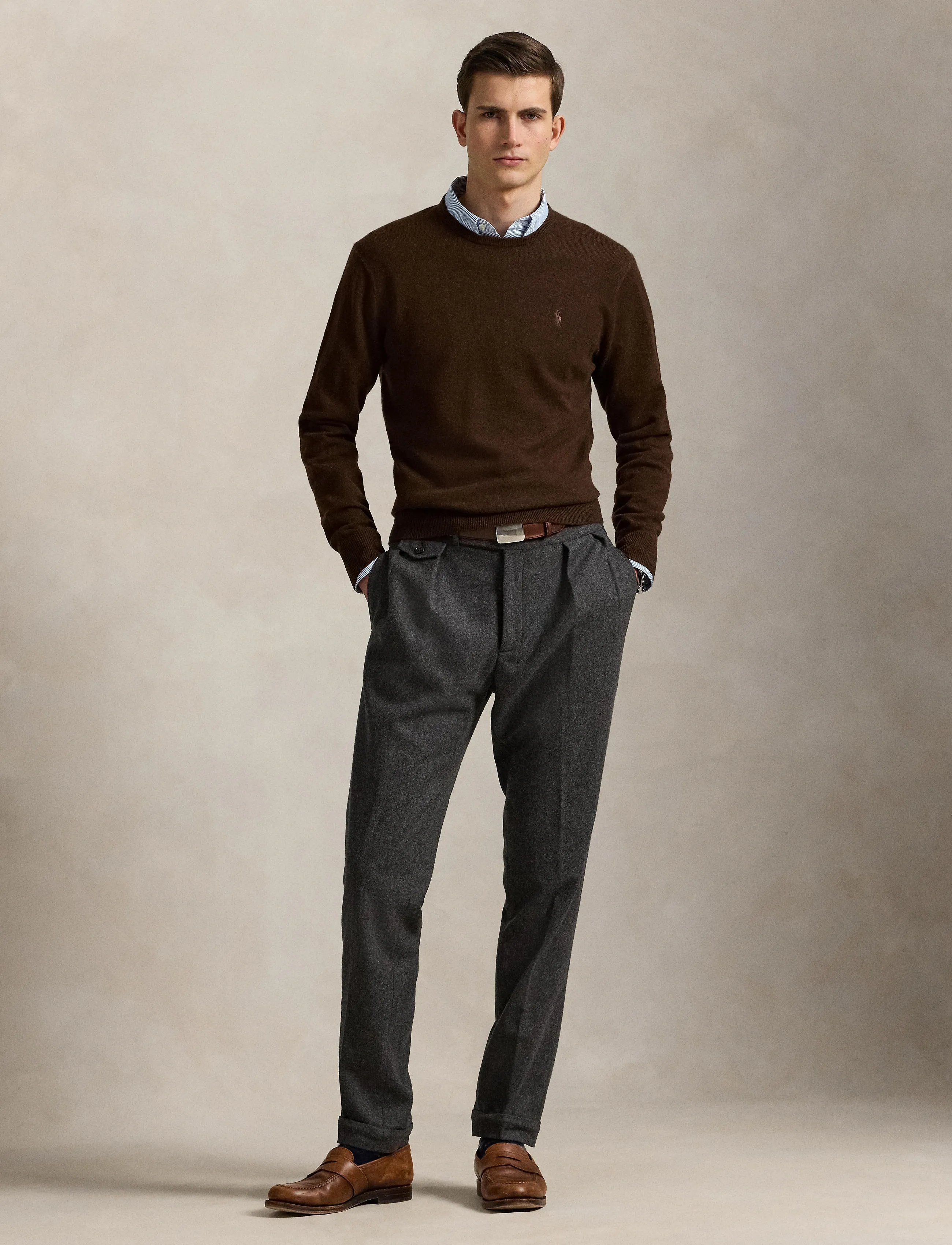 Polo Ralph Lauren Wool Crewneck Sweater - Vintergarderobe - CACAO BROWN HEATH / brown