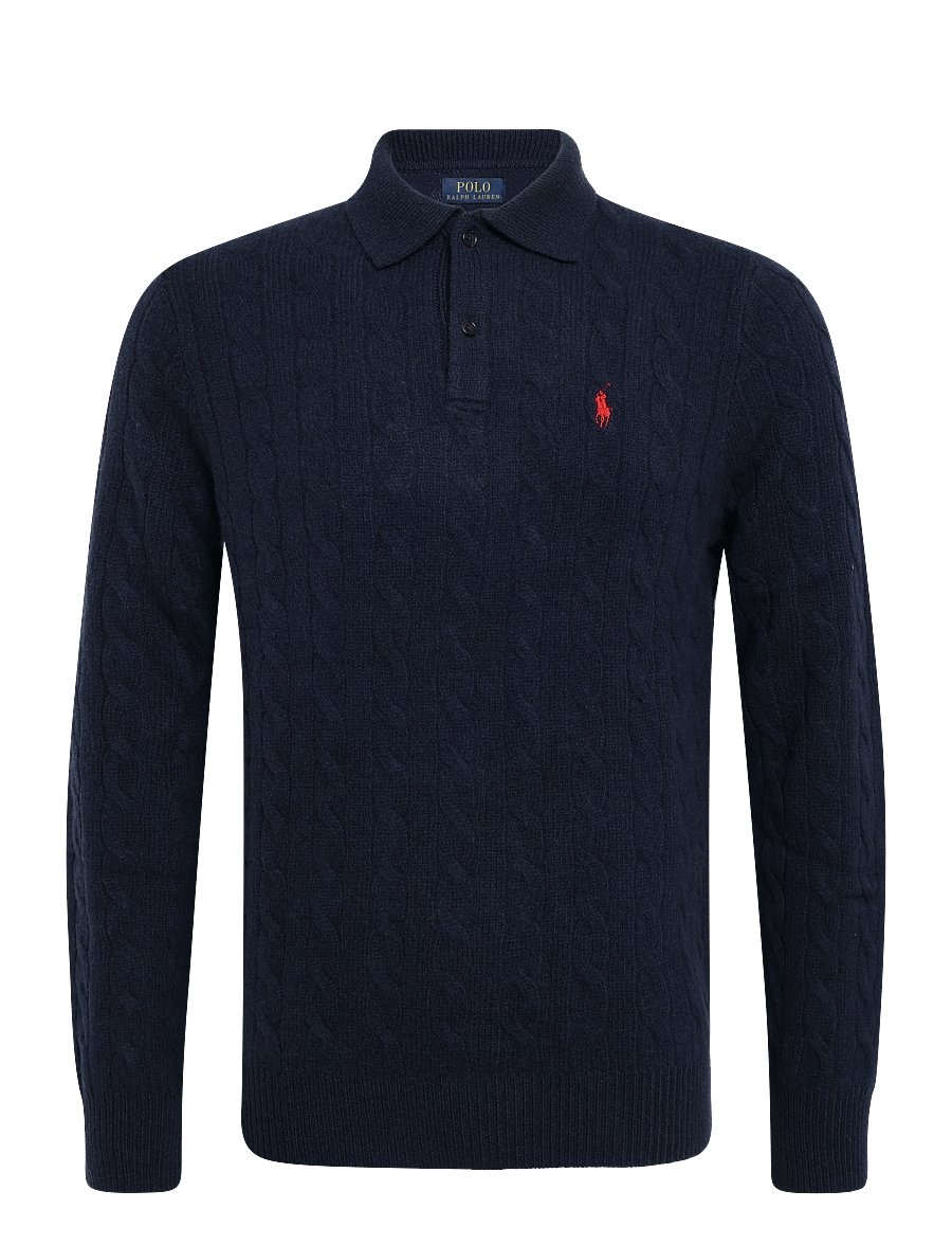 Polo Ralph Lauren - Cable-Knit Wool-Cashmere Sweater - langärmelige strick-polohemden - hunter navy - 2
