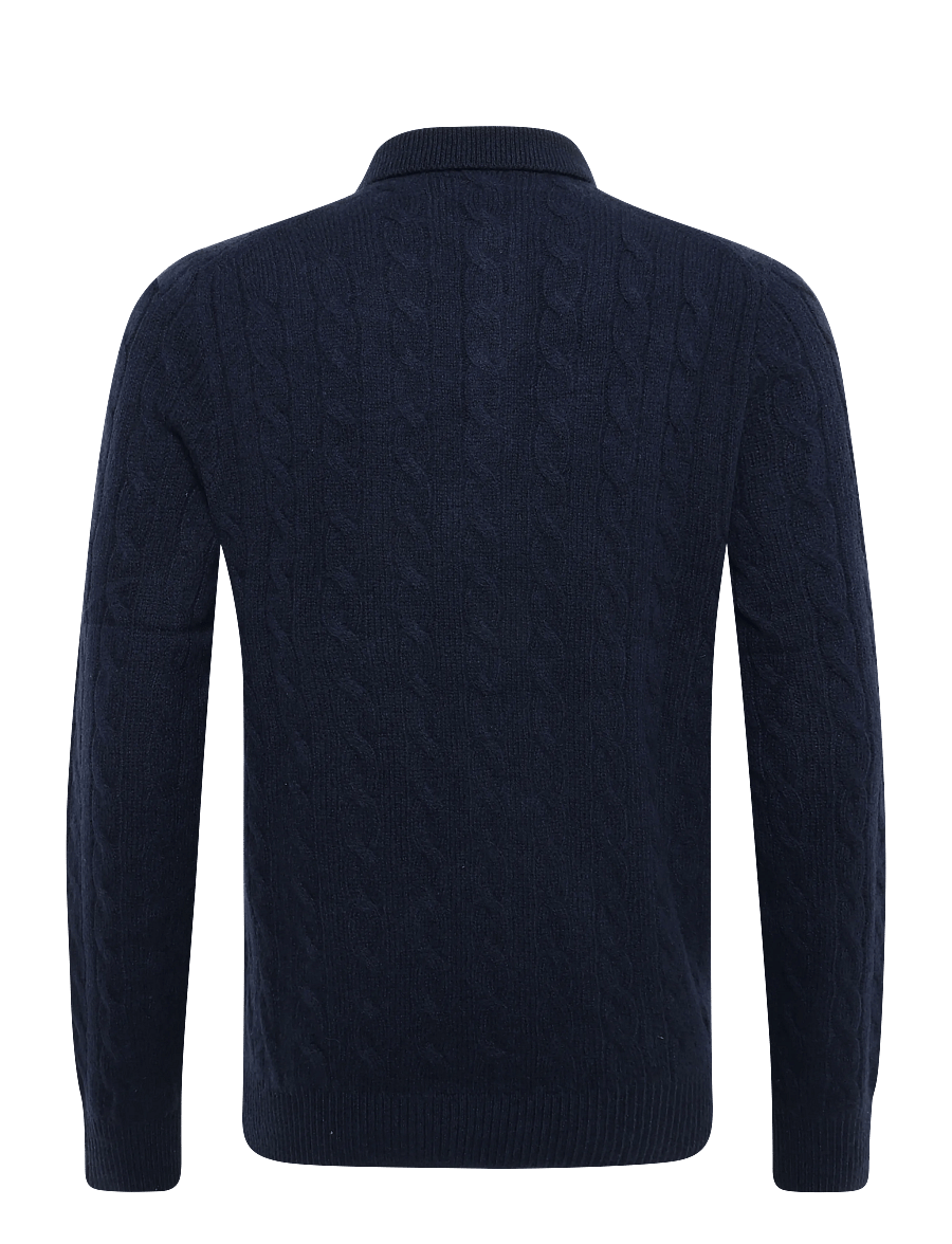 Polo Ralph Lauren - Cable-Knit Wool-Cashmere Sweater - langärmelige strick-polohemden - hunter navy - 3