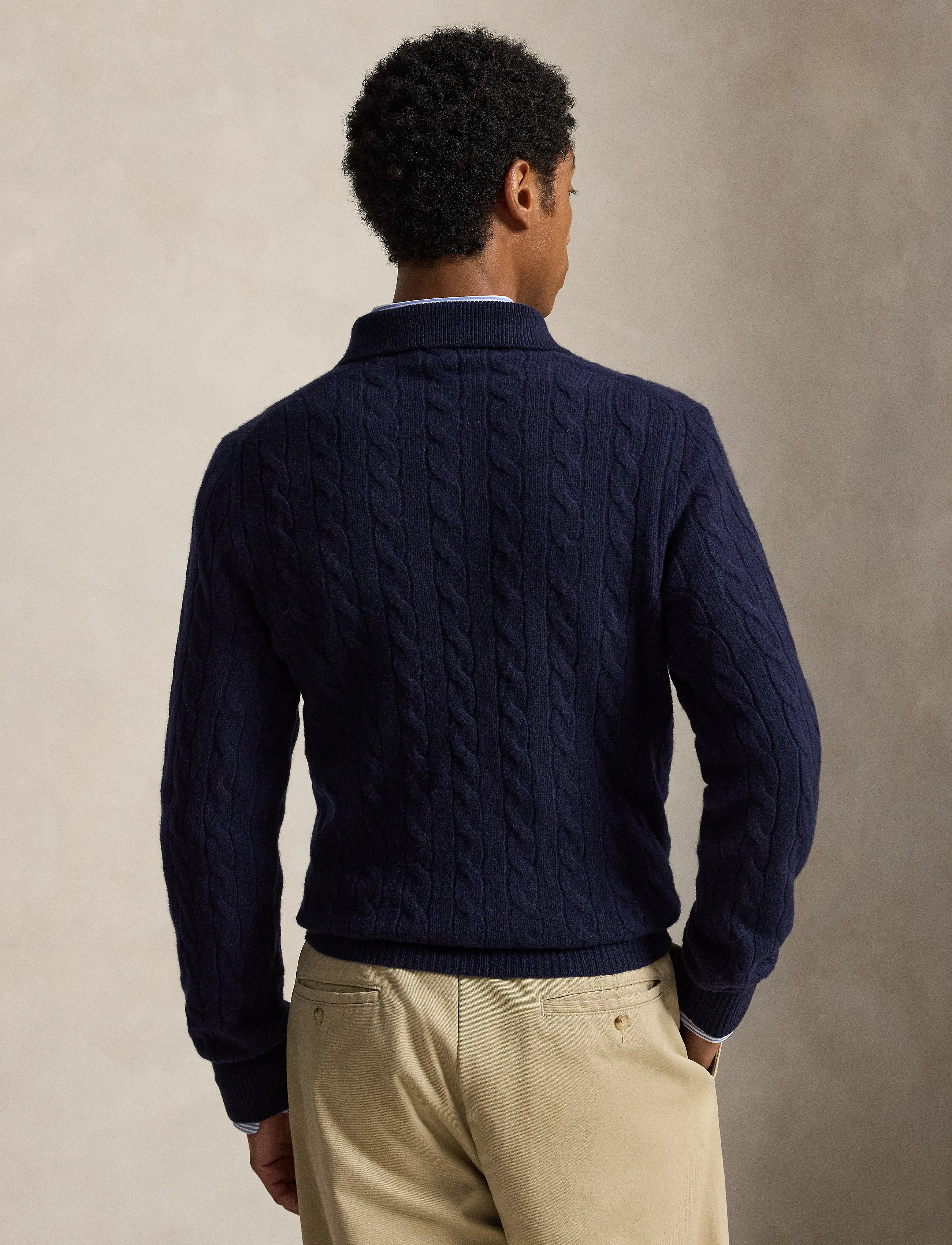 Polo Ralph Lauren - Cable-Knit Wool-Cashmere Sweater - langärmelige strick-polohemden - hunter navy - 2