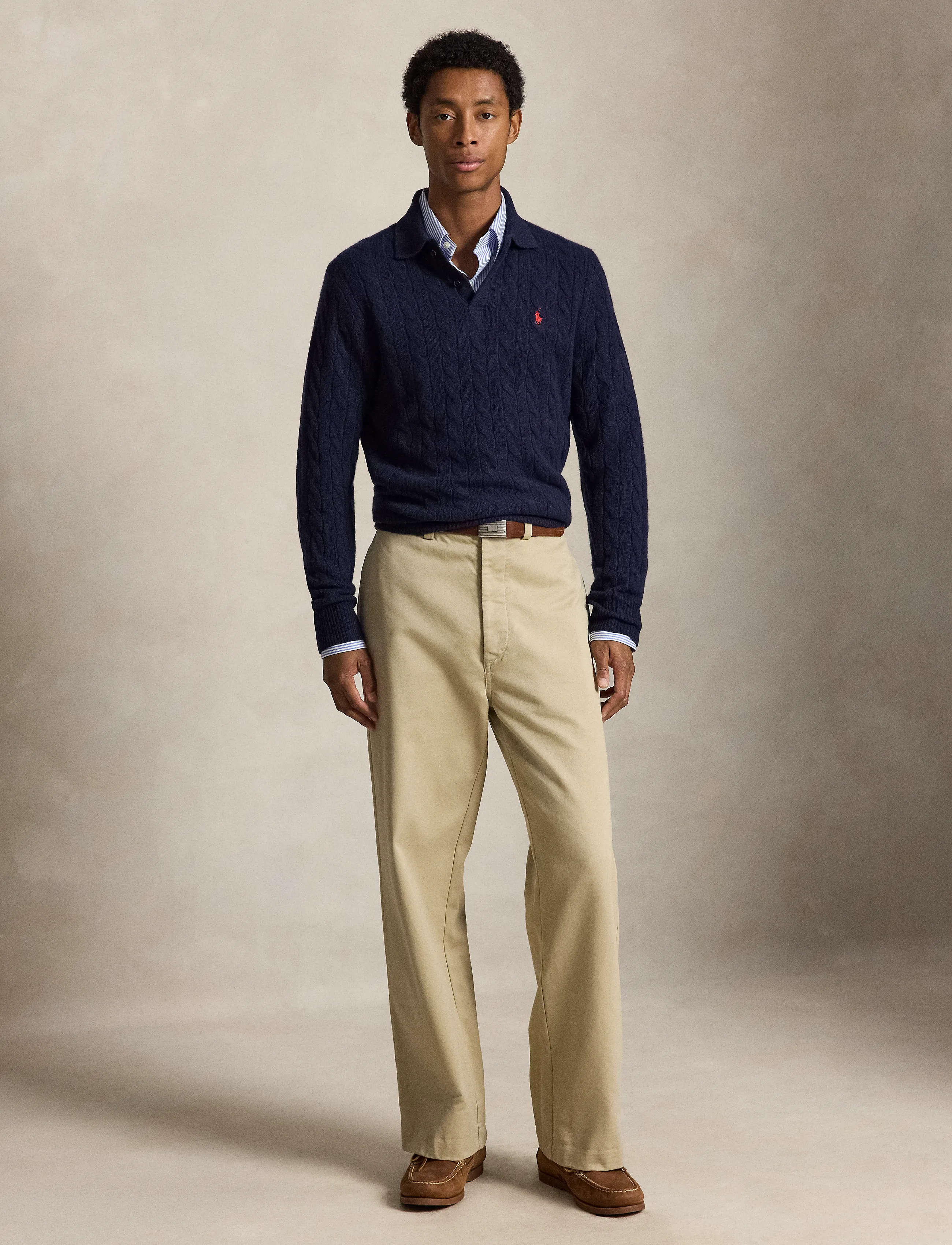 Polo Ralph Lauren - Cable-Knit Wool-Cashmere Sweater - langärmelige strick-polohemden - hunter navy - 3