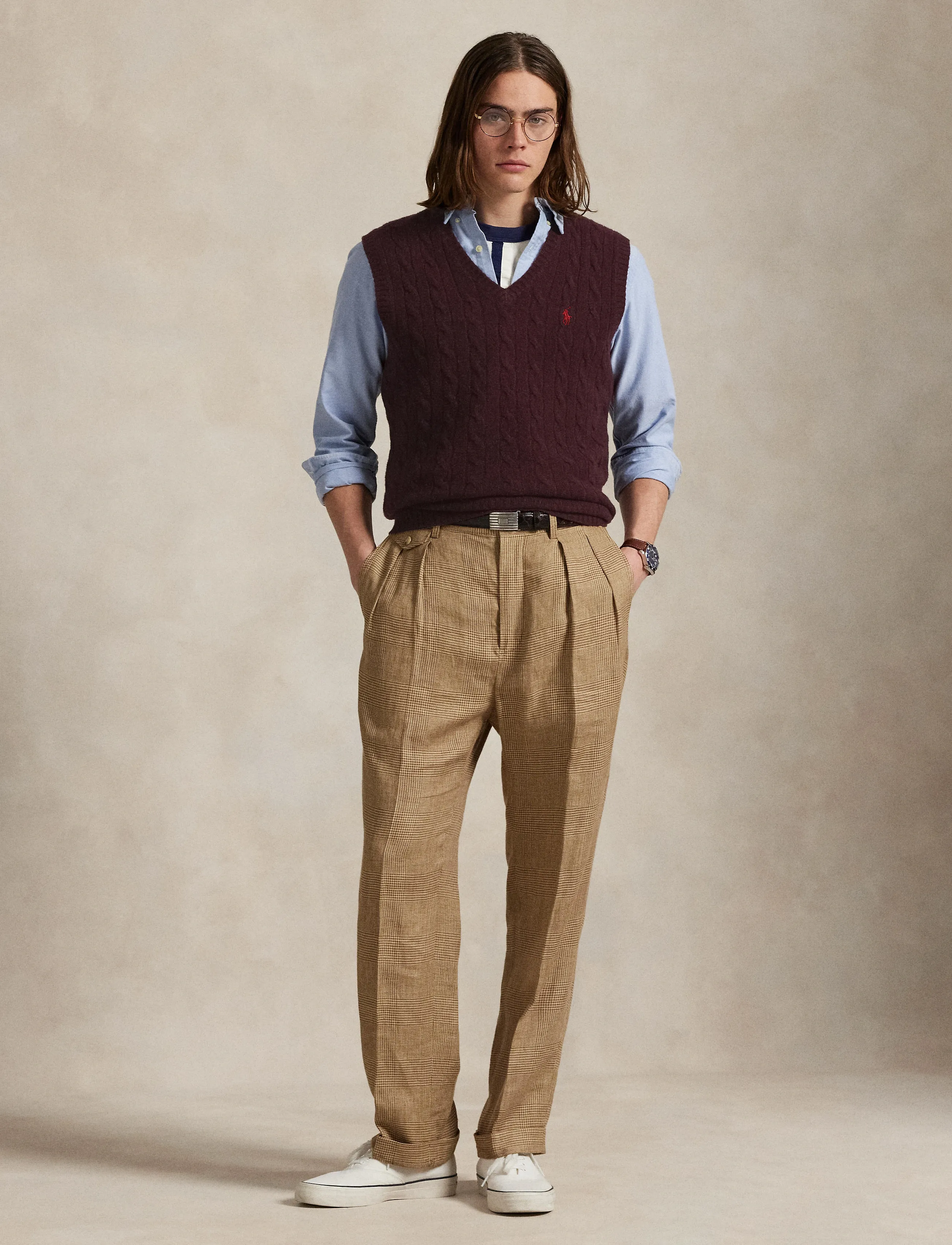 Polo Ralph Lauren Cable-Knit Wool-Cashmere Sweater Vest - Vintergarderobe - AGED WINE HEATHER / burgundy
