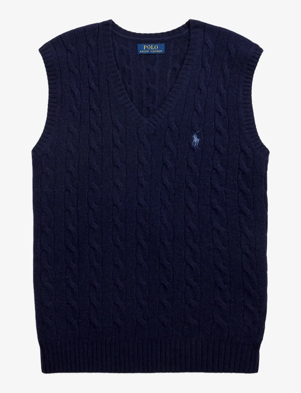 Polo Ralph Lauren - Cable-Knit Wool-Cashmere Sweater Vest - strikveste - hunter navy - 1