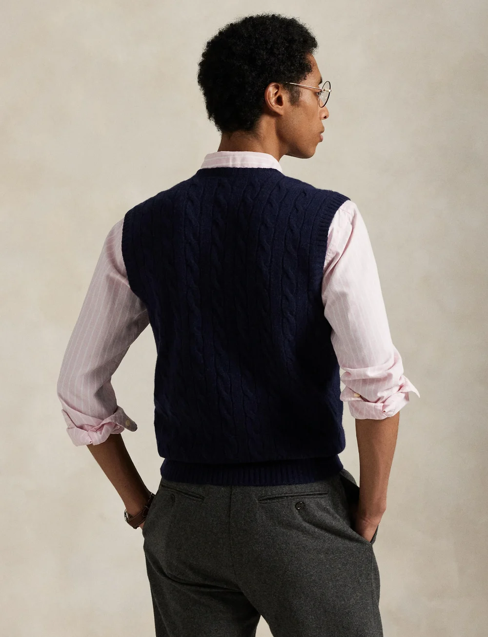 Polo Ralph Lauren - Cable-Knit Wool-Cashmere Sweater Vest - strikveste - hunter navy - 2