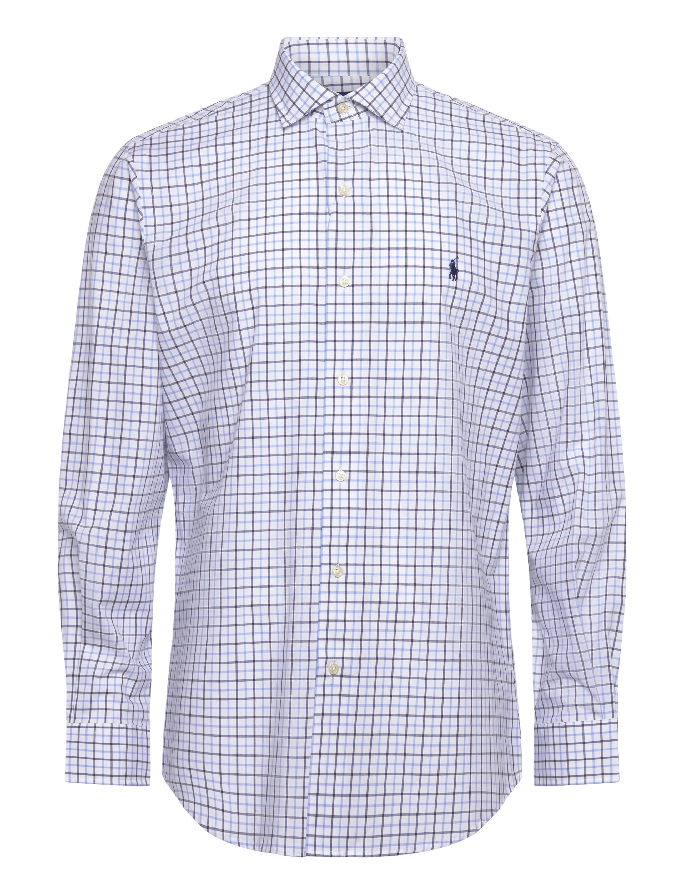 Custom Fit Plaid Stretch Poplin Shirt - 6927A WHITE BLUE