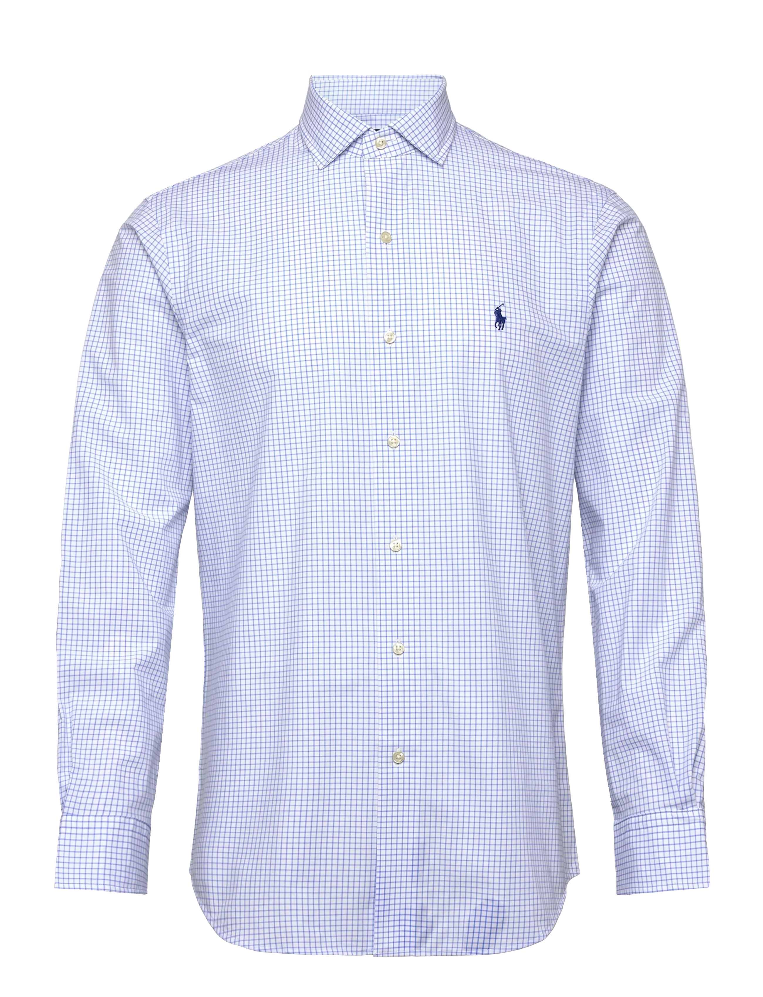 Polo Ralph Lauren Custom Fit Plaid Stretch Poplin Shirt - Skjorter - 7047B WHITE HARBO / blue